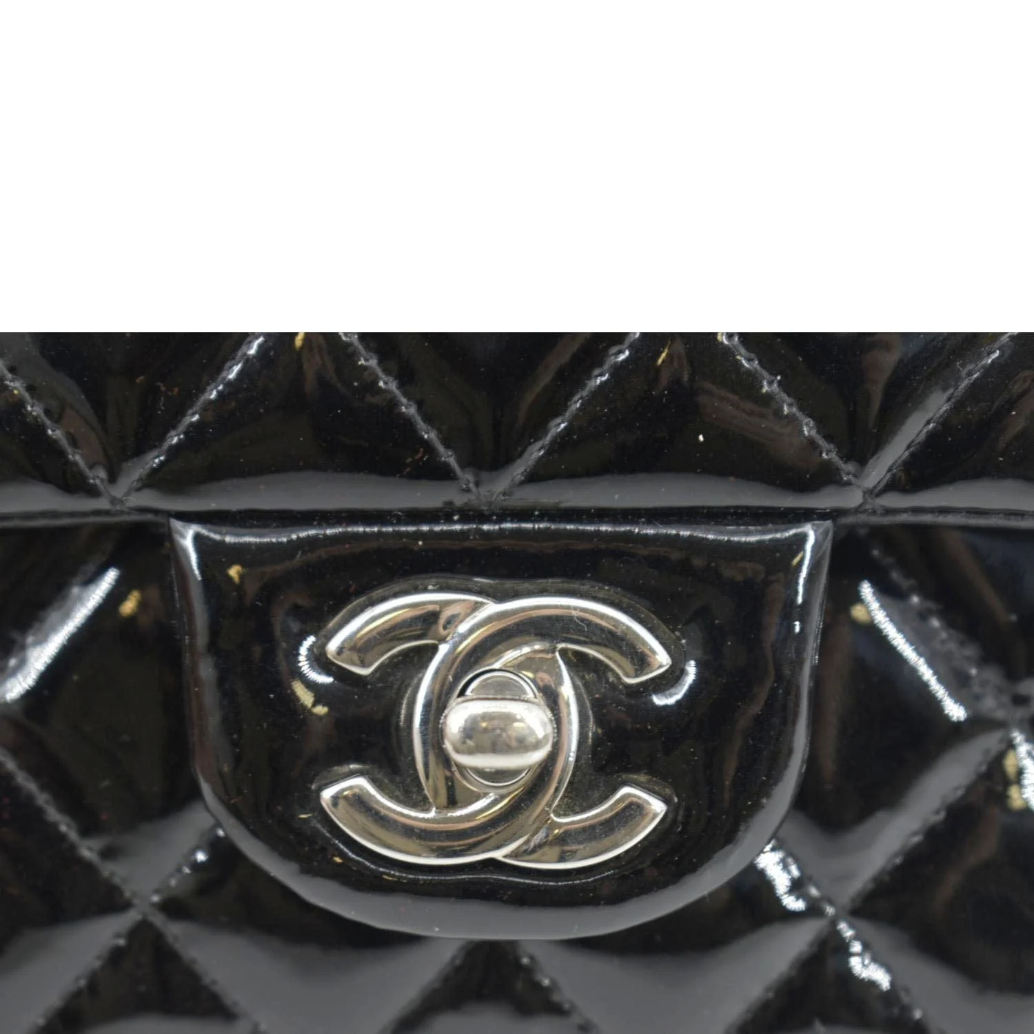 CHANEL Classic Medium Double Flap Patent Leather Shoulder Bag Black - Image 10