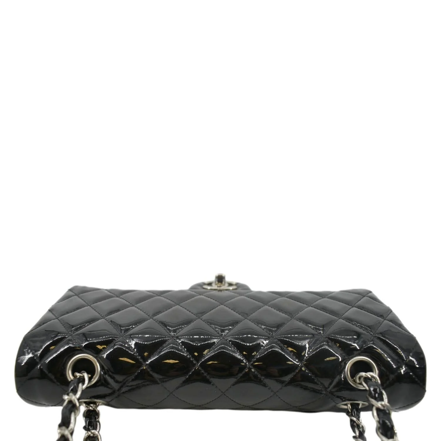 CHANEL Classic Medium Double Flap Patent Leather Shoulder Bag Black - Image 4