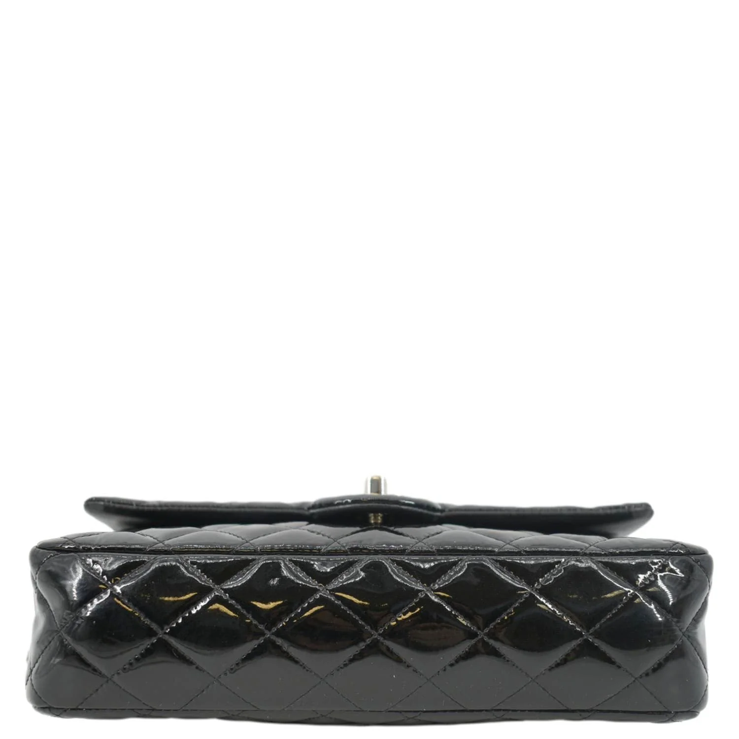 CHANEL Classic Medium Double Flap Patent Leather Shoulder Bag Black - Image 9