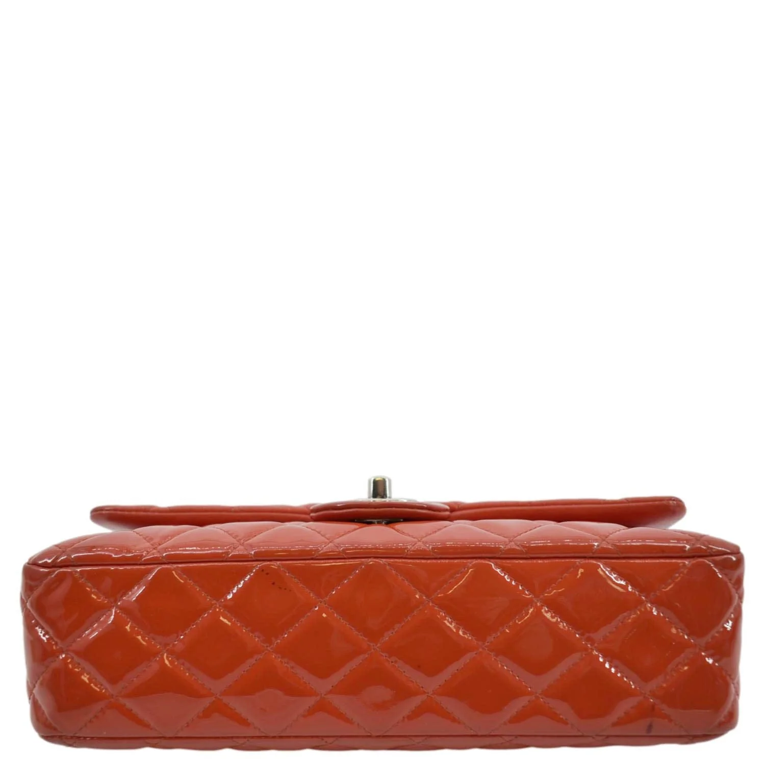 CHANEL Classic Double Flap Quilted Patent Leather Shoulder Bag Red - Image 9