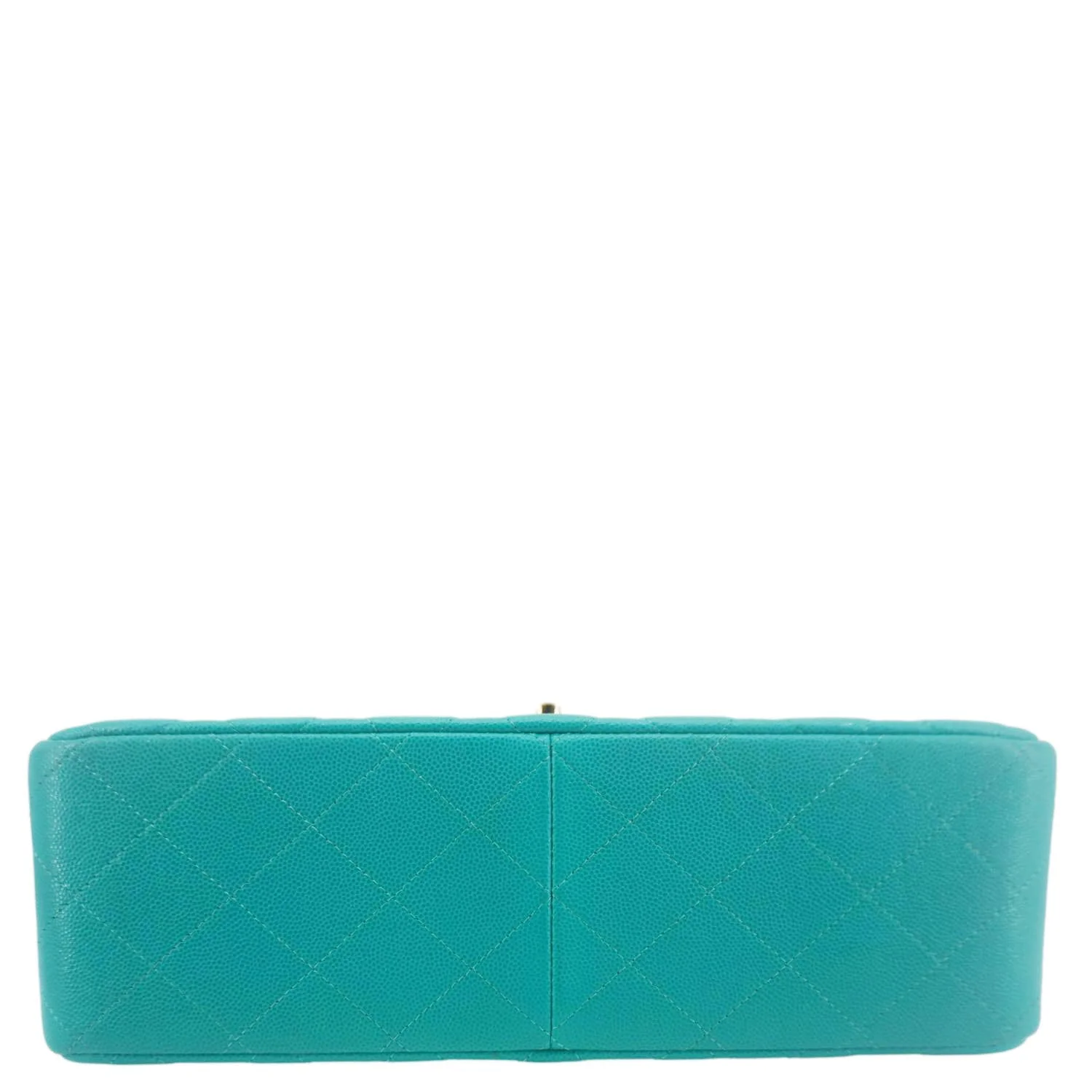 CHANEL Classic Double Flap Jumbo Quilted Caviar Leather Shoulder Bag Turquoise - Image 10
