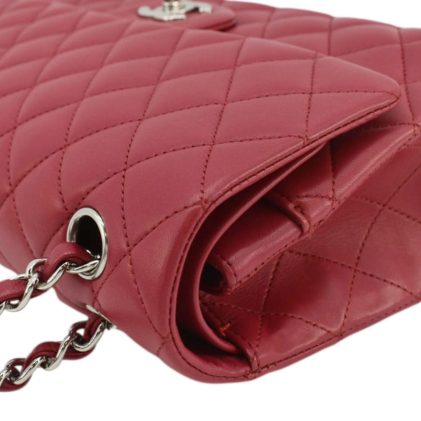 CHANEL Classic Double Flap Medium Quilted Leather Shoulder Bag Fuchsia Pink - Image 7