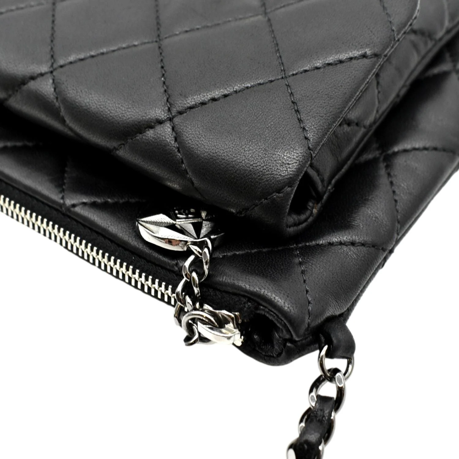 CHANEL Classic Flap with Zip Pocket Quilted Leather Satchel Shoulder Bag Black - Image 6