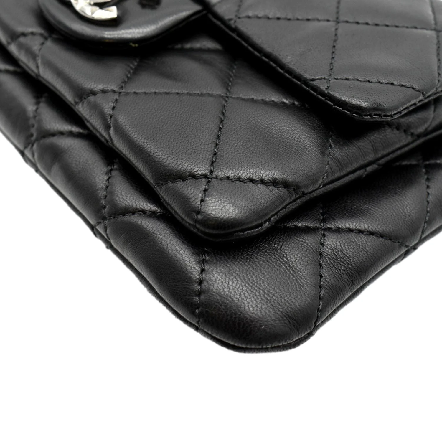 CHANEL Classic Flap with Zip Pocket Quilted Leather Satchel Shoulder Bag Black - Image 7