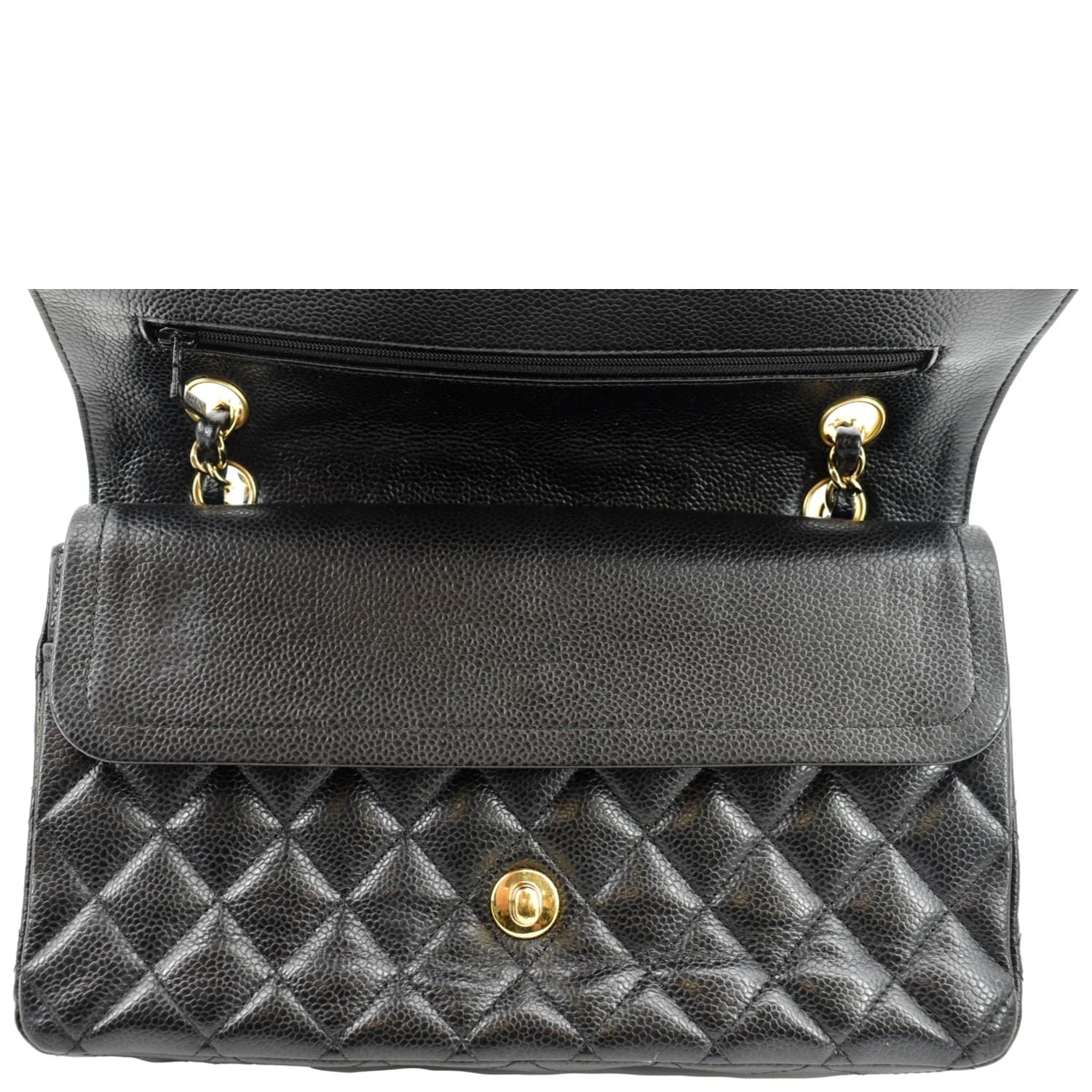 CHANEL Classic Double Flap Leather Shoulder Bag Black - Image 10