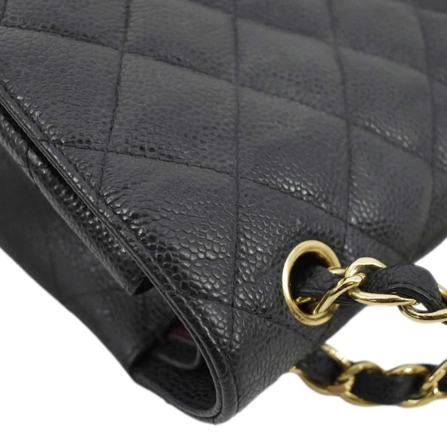 CHANEL Classic Double Flap Quilted Caviar Leather Shoulder Bag Black - Image 5