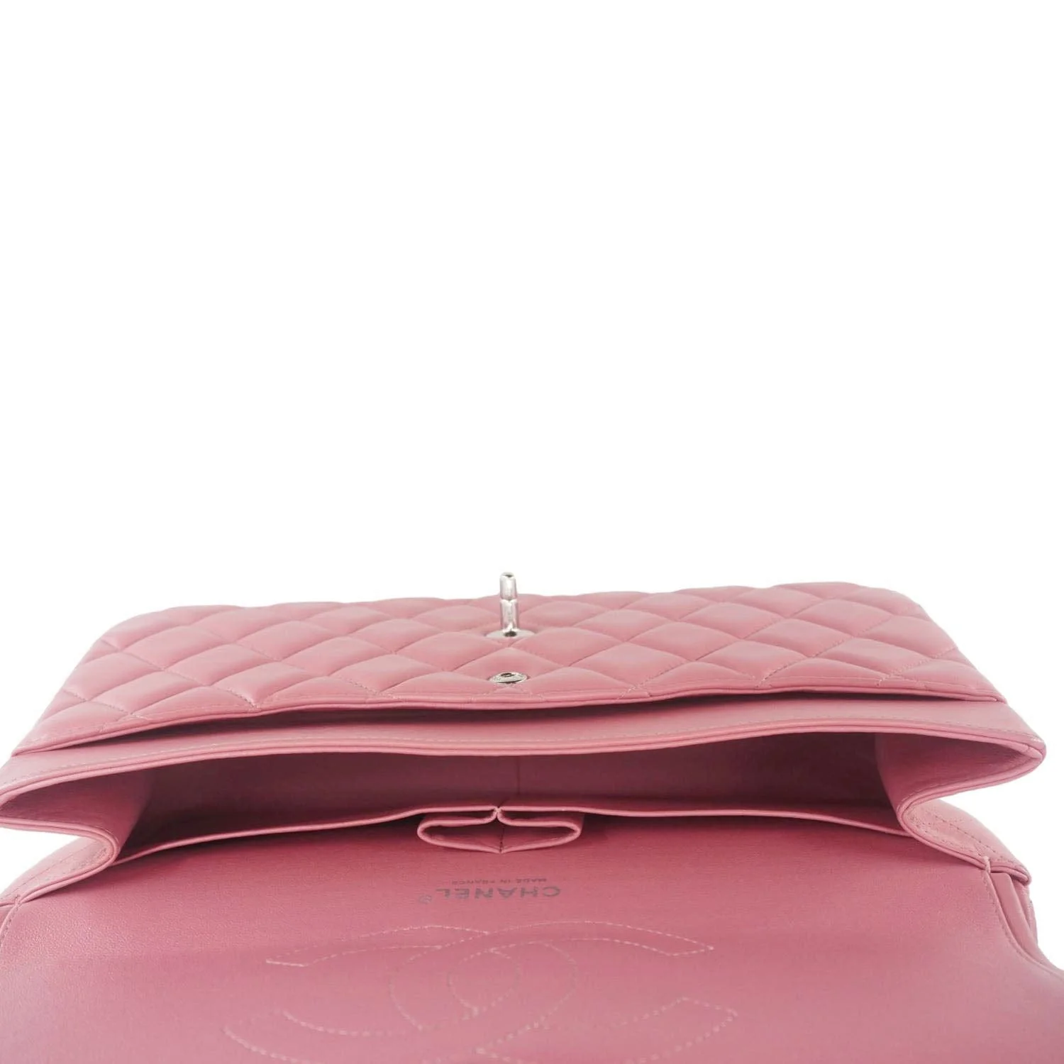CHANEL Classic Double Flap Jumbo Quilted Leather Crossbody Bag Pink - Image 12