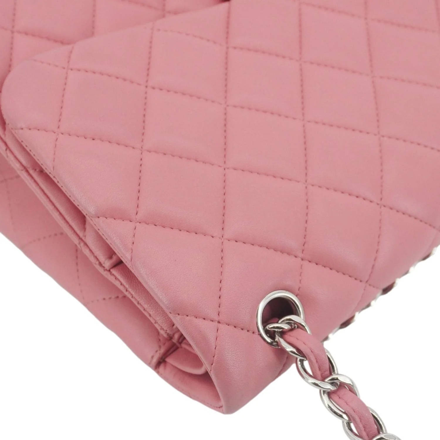 CHANEL Classic Double Flap Jumbo Quilted Leather Crossbody Bag Pink - Image 6