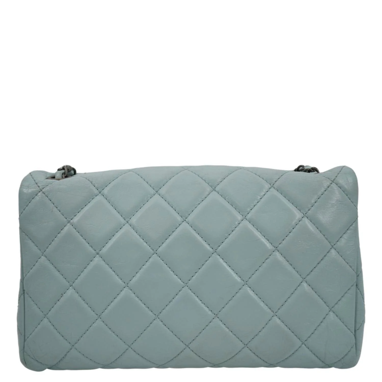 CHANEL Classic Flap Quilted Leather Shoulder Bag Light Blue - Image 3