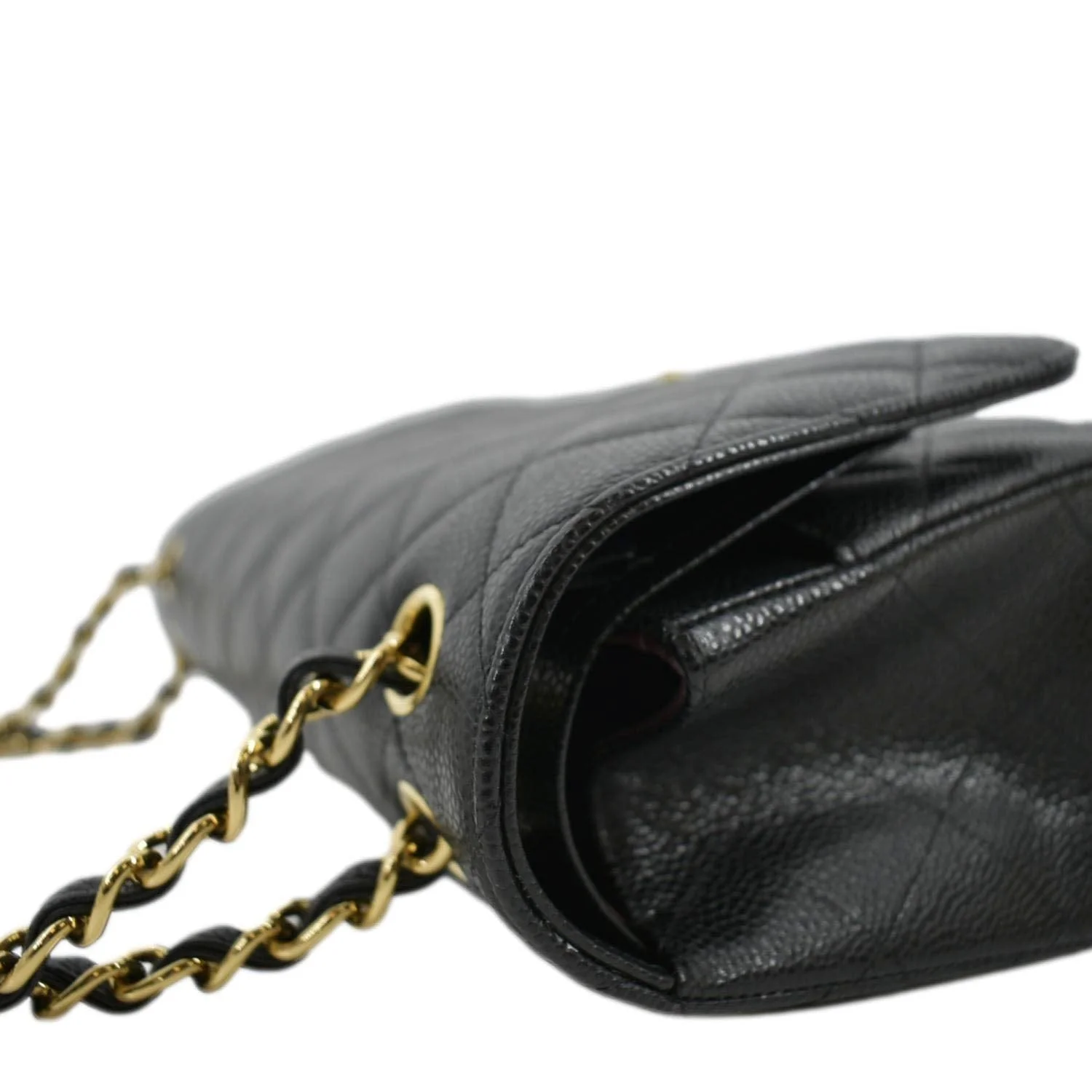 CHANEL Classic Jumbo Double Flap Quilted Caviar Leather Crossbody Bag Black - Image 7