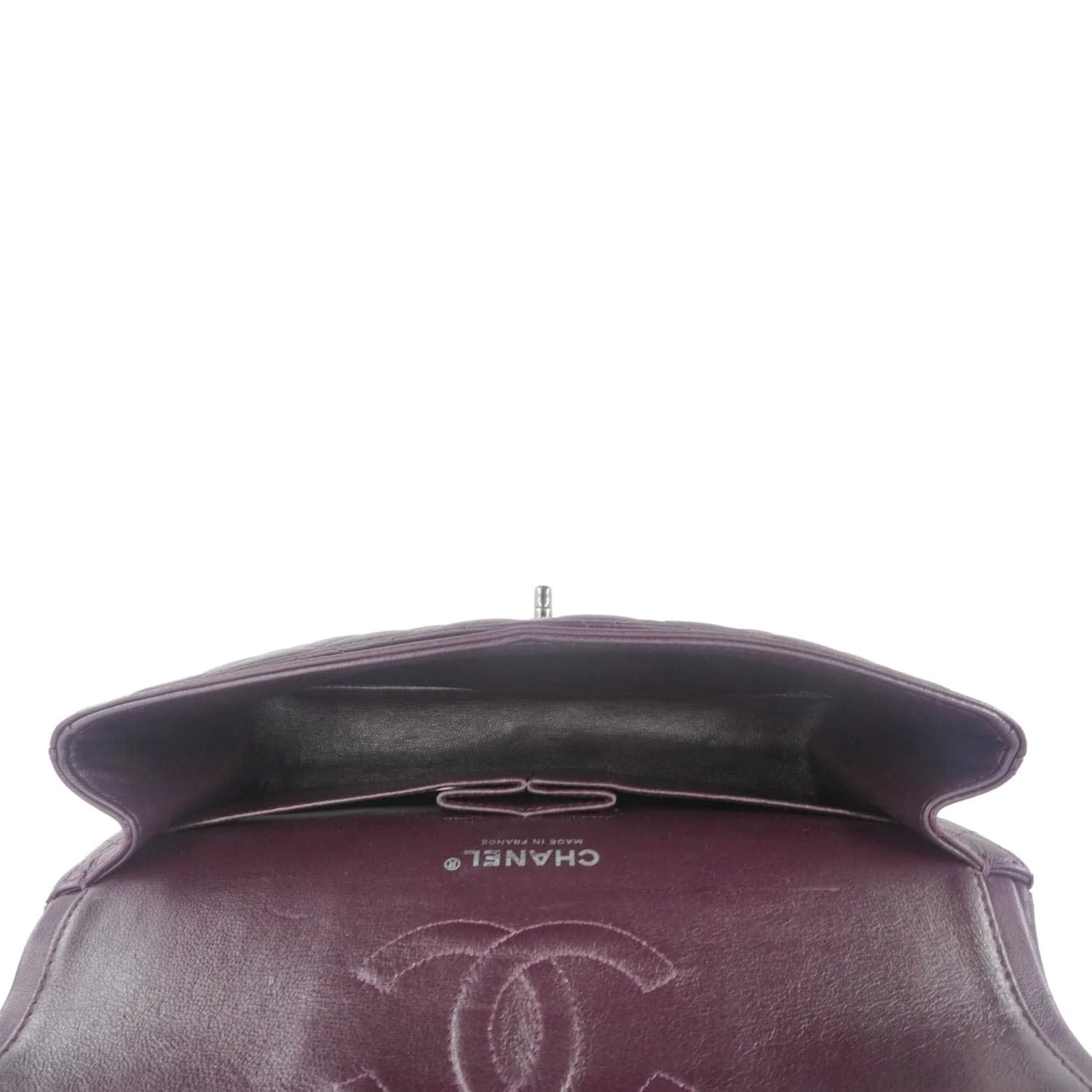 CHANEL Classic Flap Medium Quilted Leather Shoulder Bag Purple - Image 12