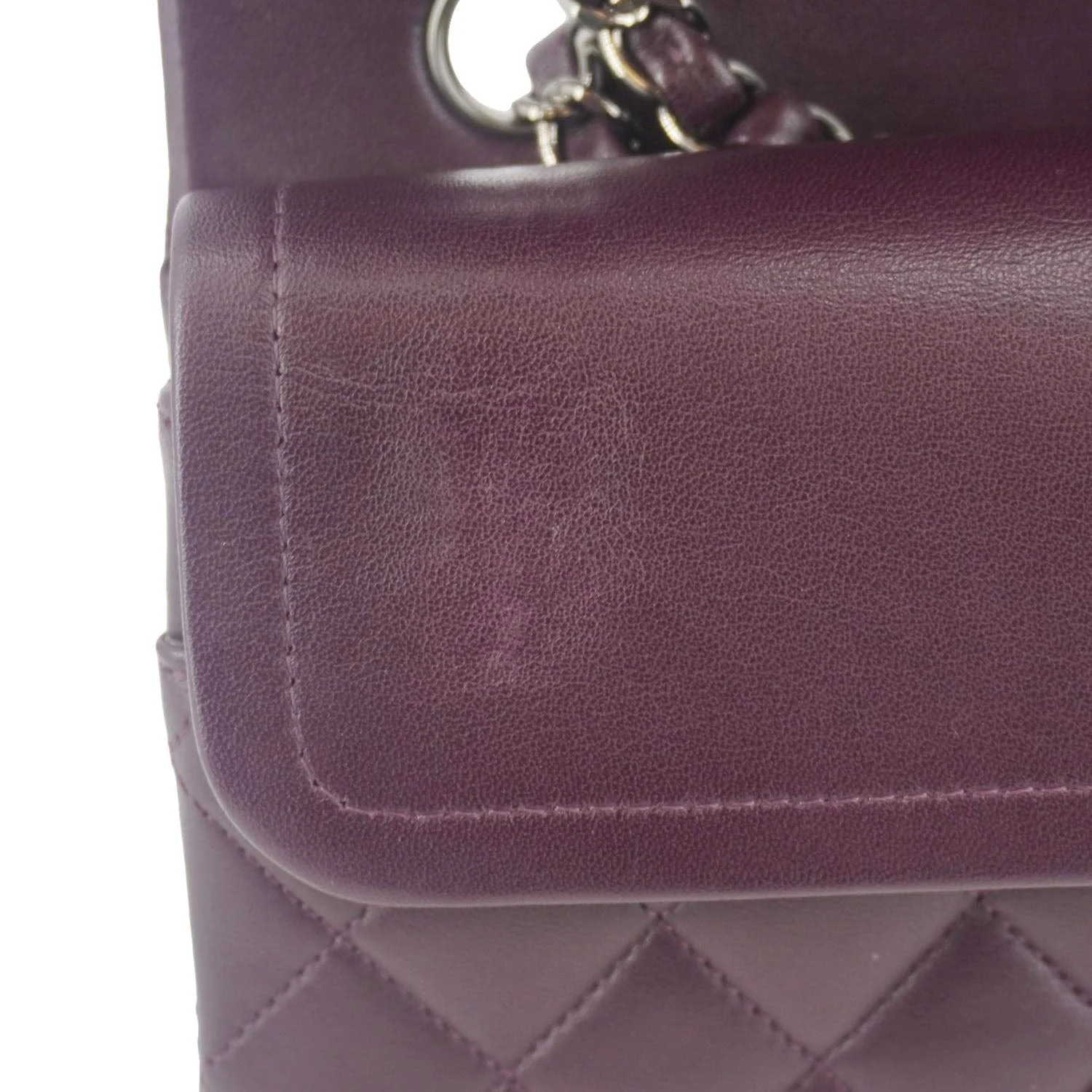 CHANEL Classic Flap Medium Quilted Leather Shoulder Bag Purple - Image 18
