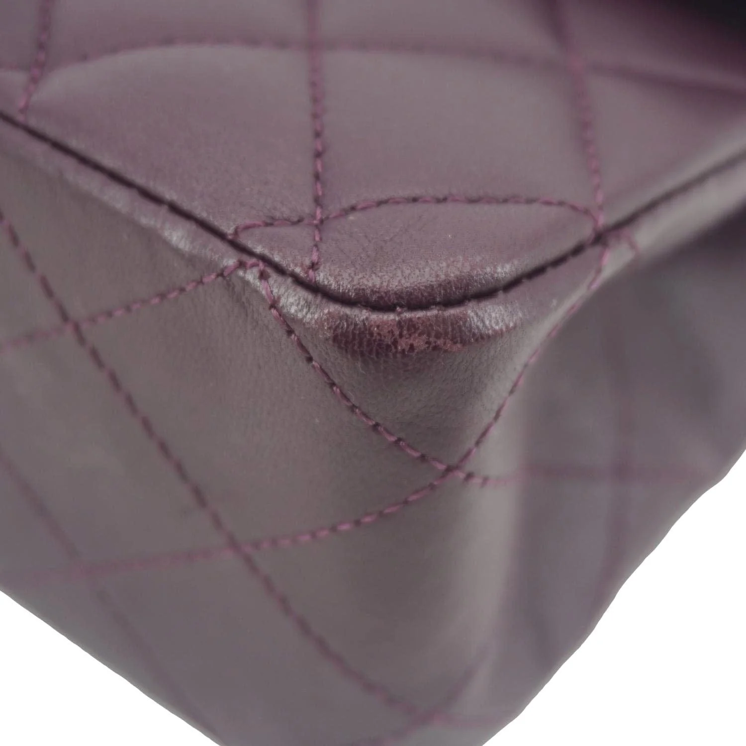 CHANEL Classic Flap Medium Quilted Leather Shoulder Bag Purple - Image 19