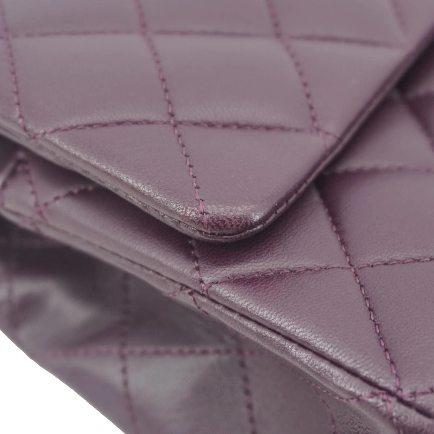 CHANEL Classic Flap Medium Quilted Leather Shoulder Bag Purple - Image 22