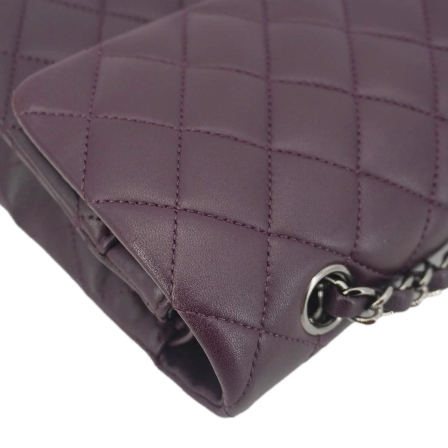CHANEL Classic Flap Medium Quilted Leather Shoulder Bag Purple - Image 6