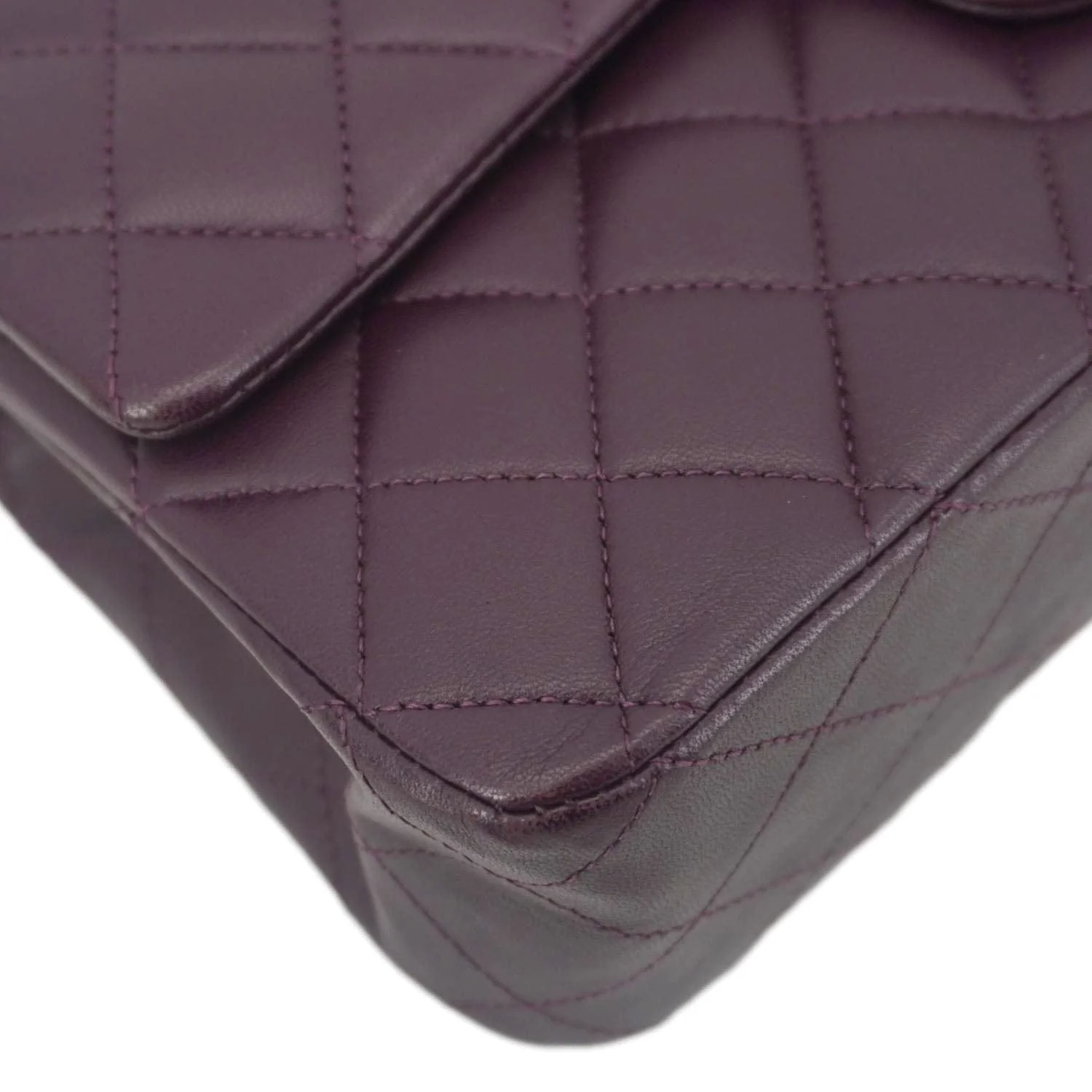 CHANEL Classic Flap Medium Quilted Leather Shoulder Bag Purple - Image 8