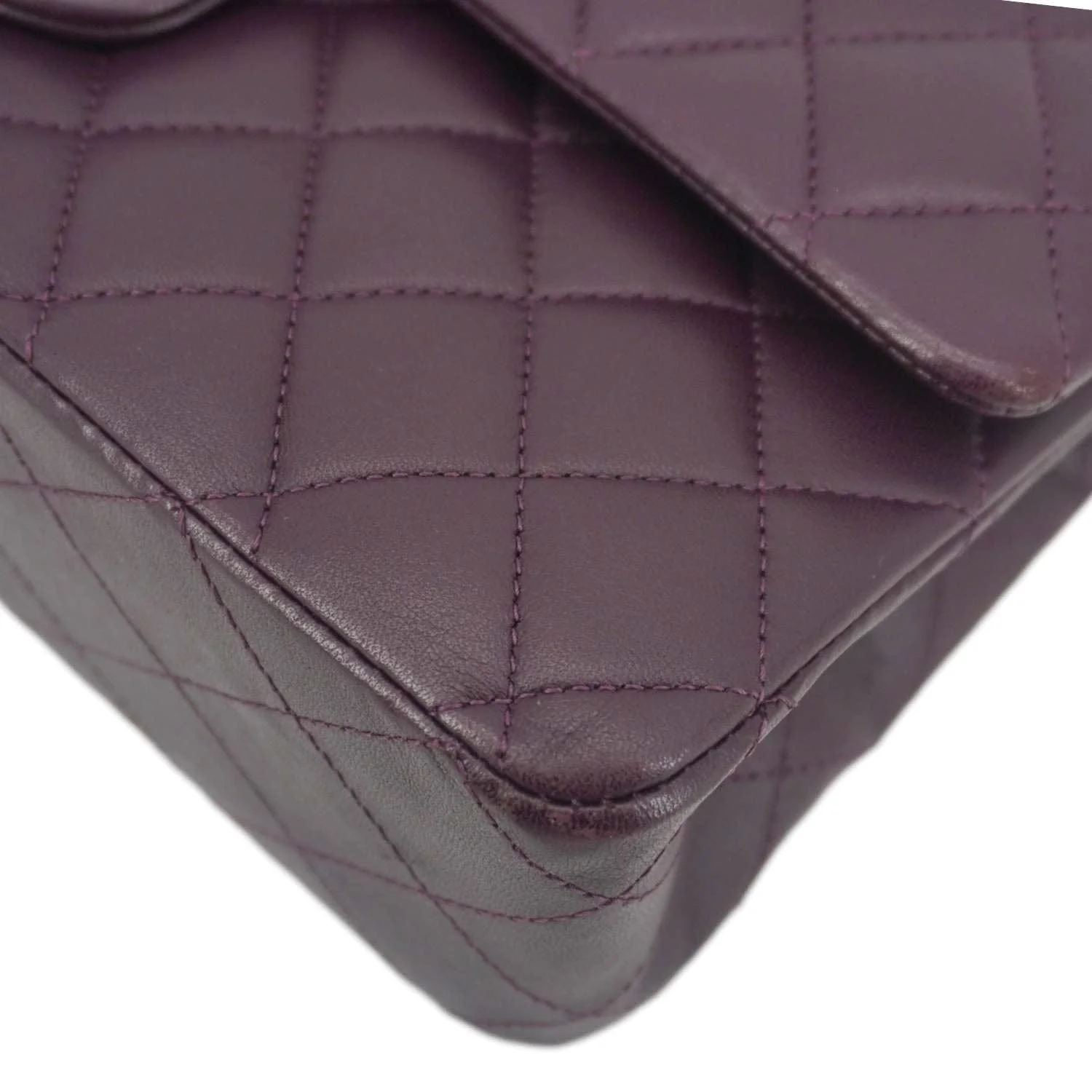 CHANEL Classic Flap Medium Quilted Leather Shoulder Bag Purple - Image 9