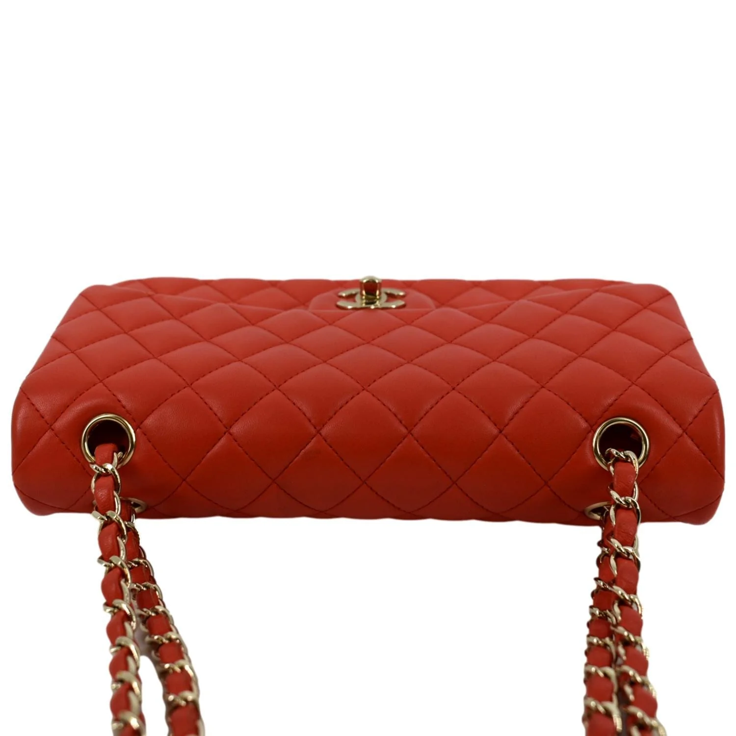CHANEL Classic Double Flap Medium Leather Shoulder Bag Red - Image 4