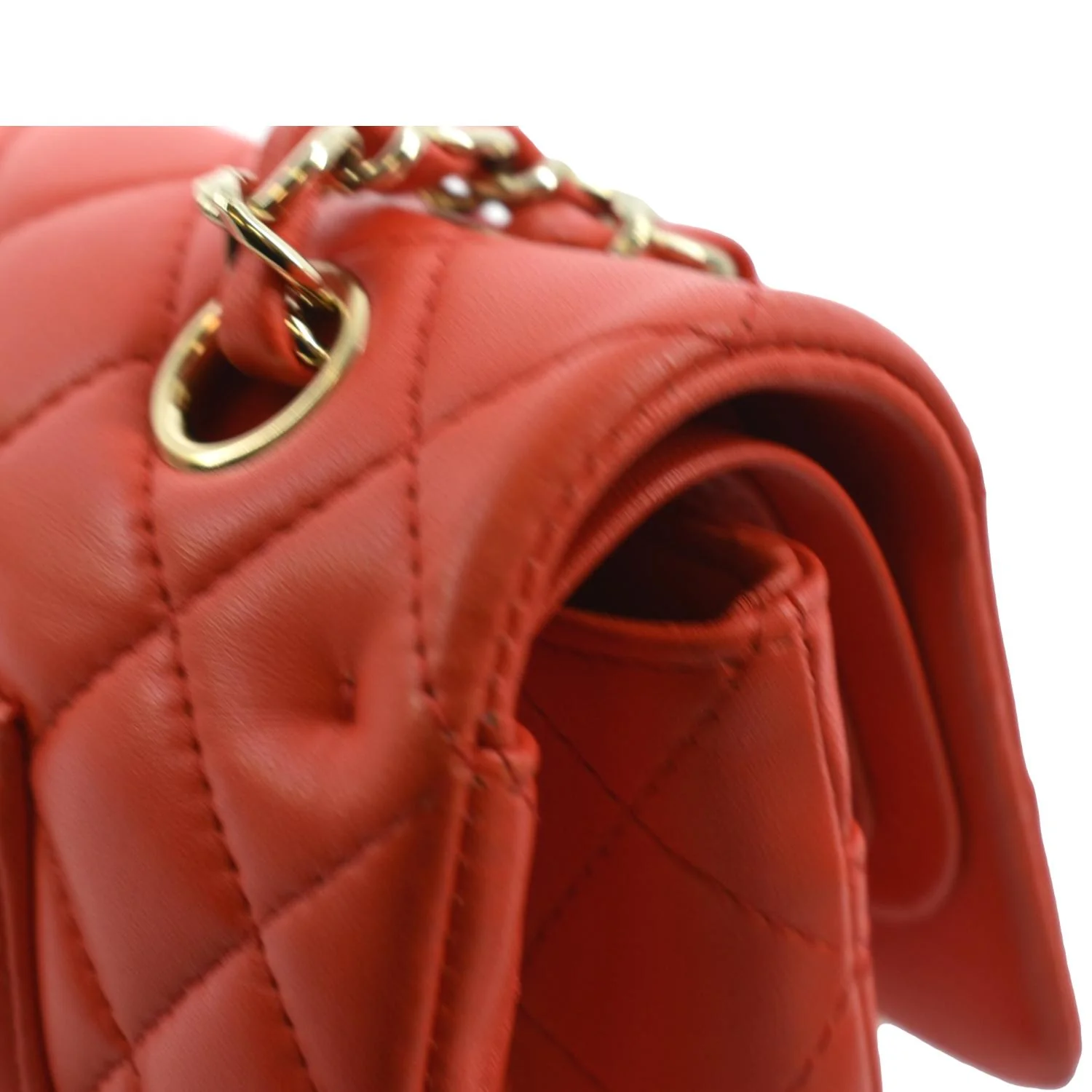 CHANEL Classic Double Flap Medium Leather Shoulder Bag Red - Image 8