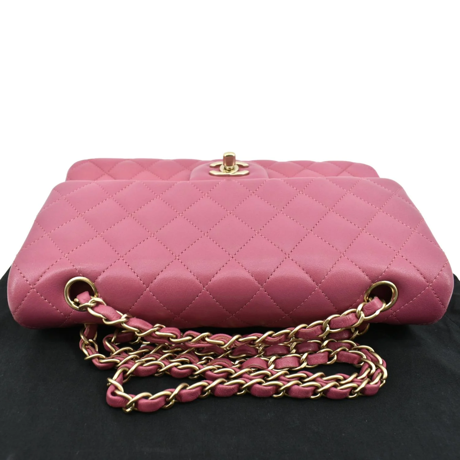 CHANEL Classic Medium Double Flap Quilted Leather Shoulder Bag Pink - Image 4