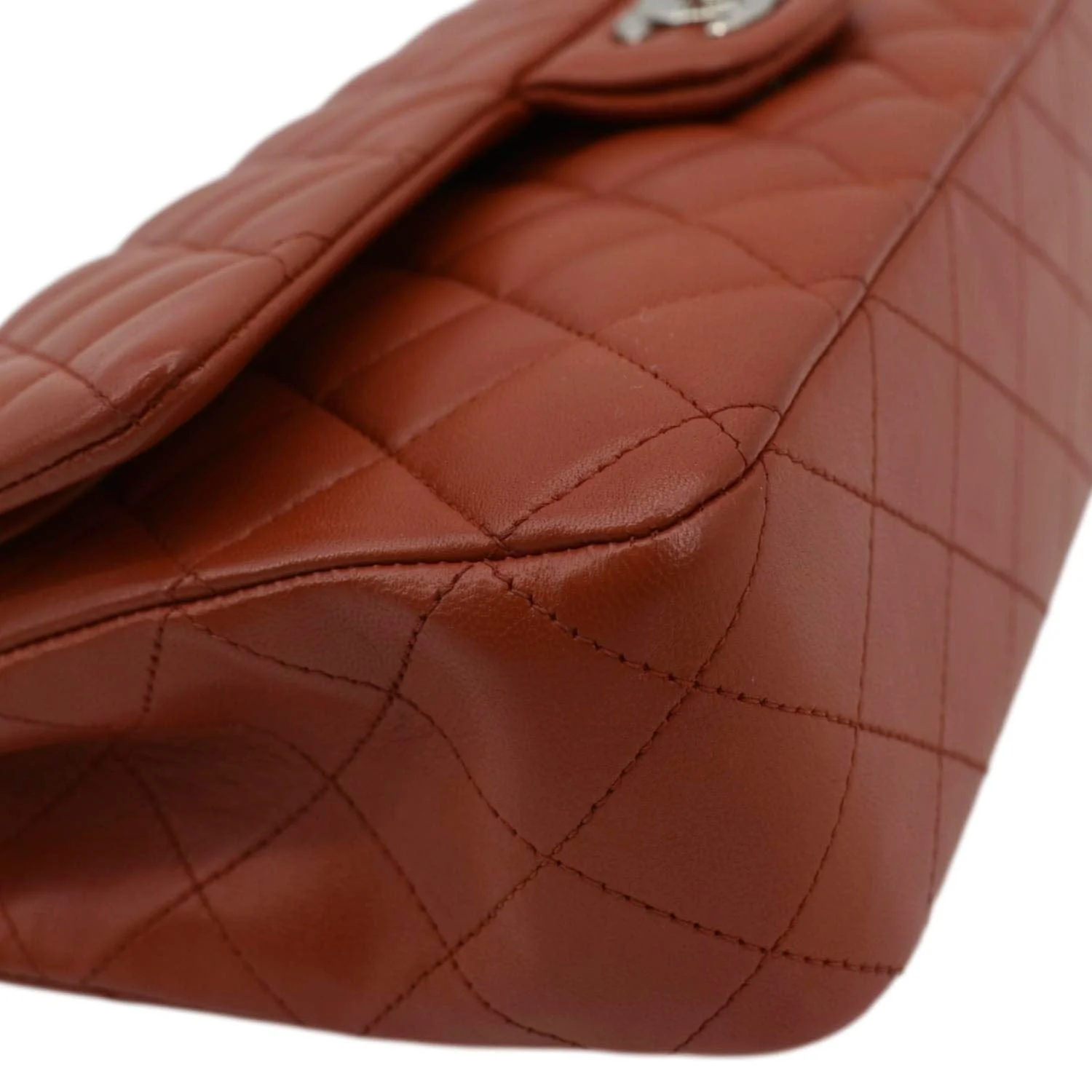 CHANEL Classic Medium Double Flap Quilted Leather Shoulder Bag Red - Image 7