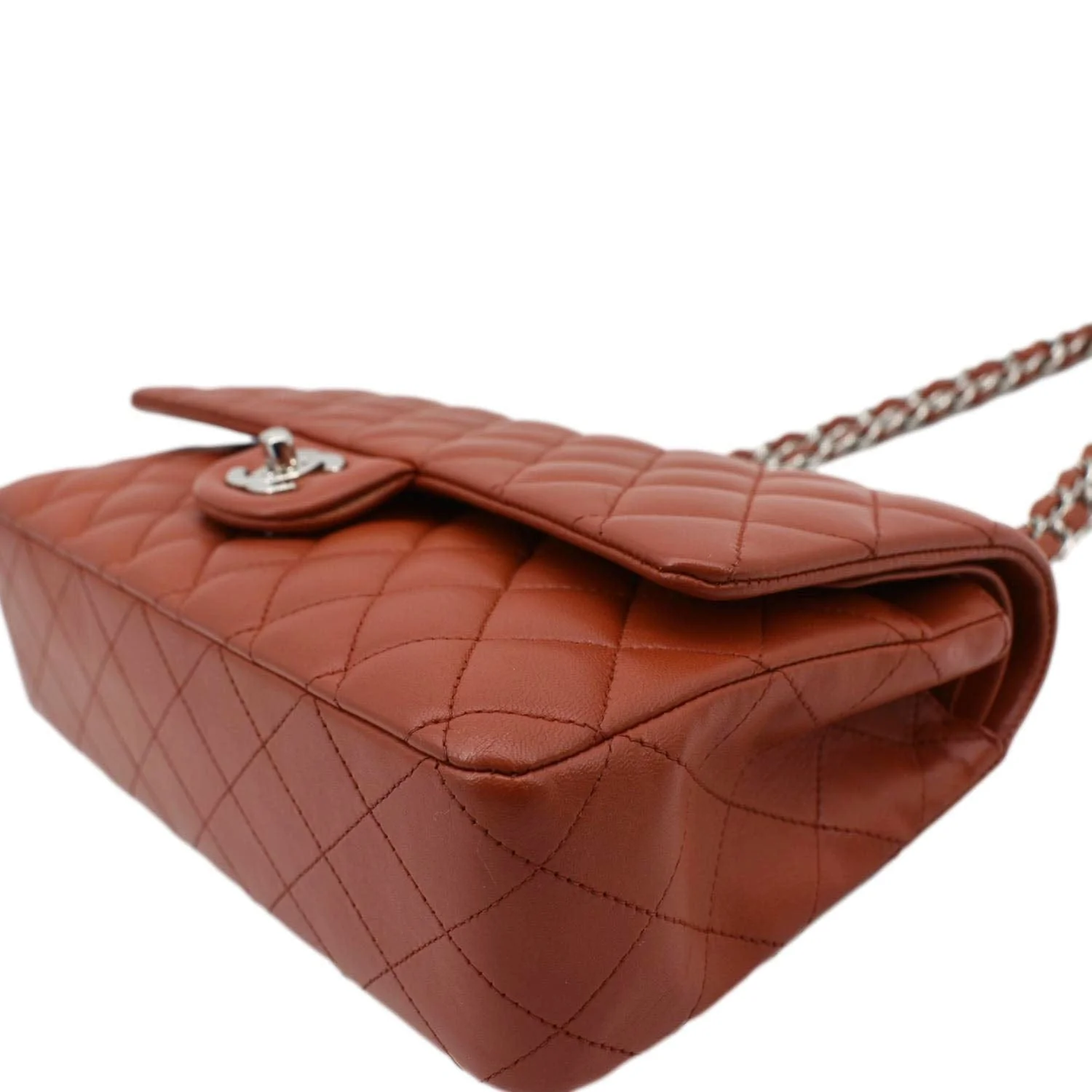 CHANEL Classic Medium Double Flap Quilted Leather Shoulder Bag Red - Image 8
