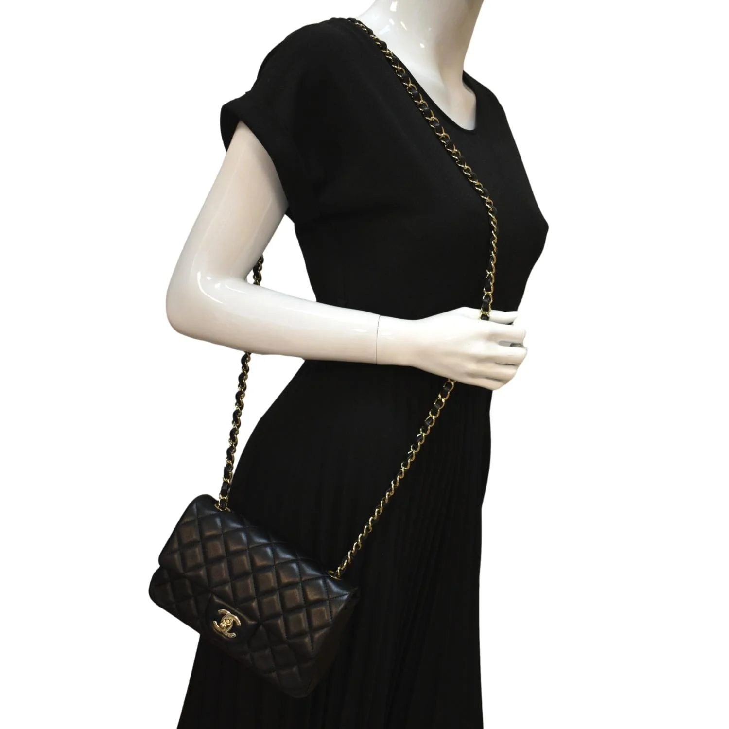 CHANEL Mini Rectangular Flap Quilted Leather Shoulder Bag Black - Image 2