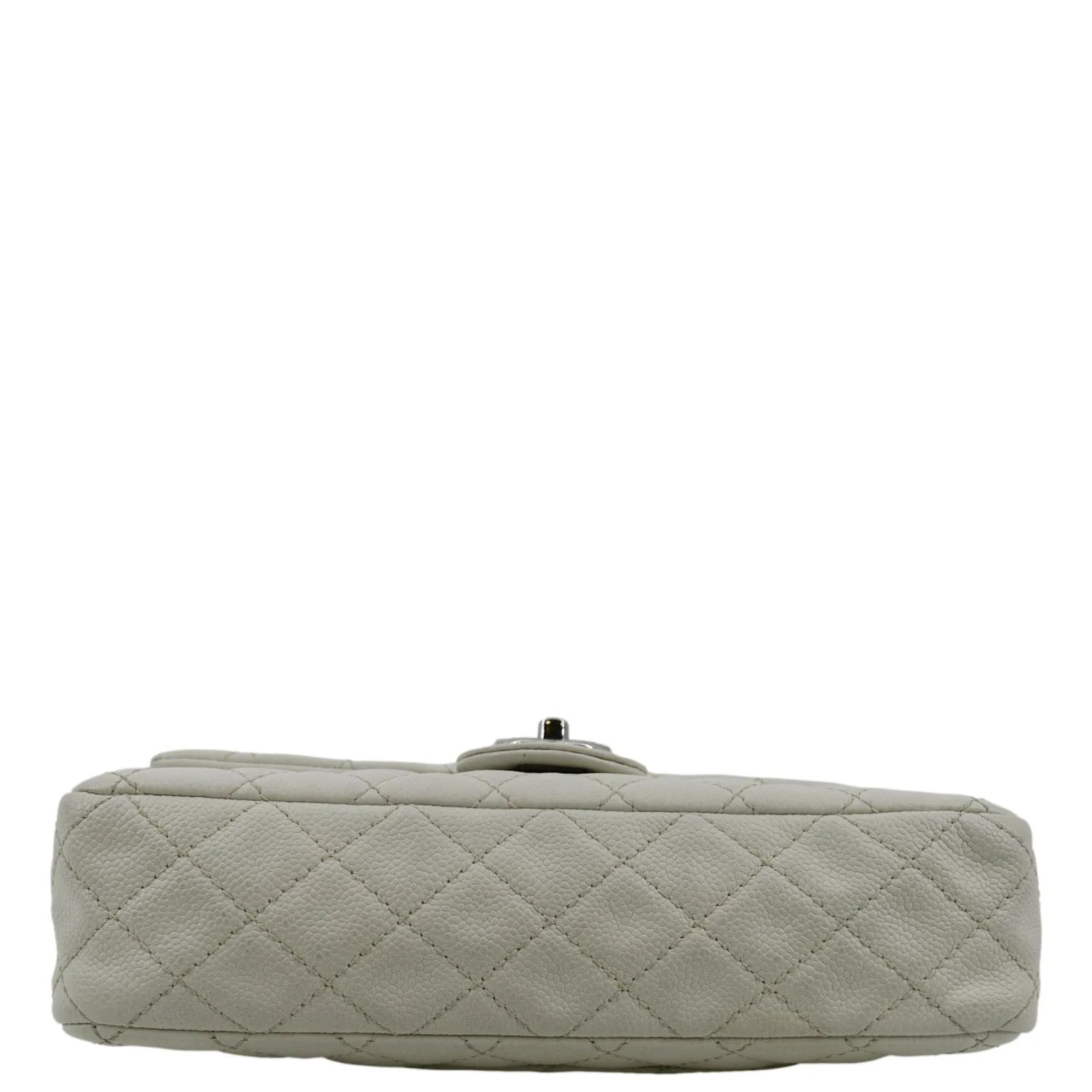 CHANEL Classic Double Flap Quilted Caviar Leather Shoulder Bag White - Image 9