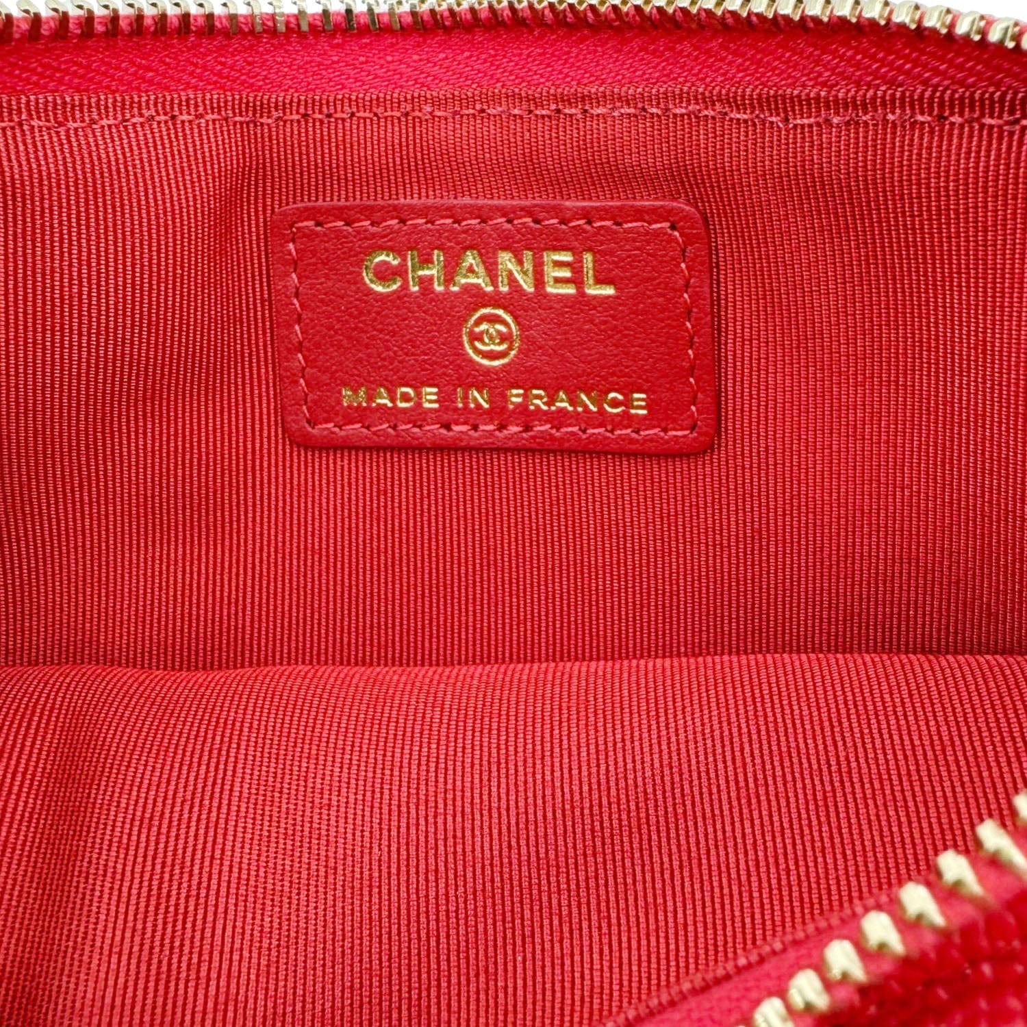 CHANEL Classic Flat Quilted Caviar Leather Wallet Pouch Red - Image 13