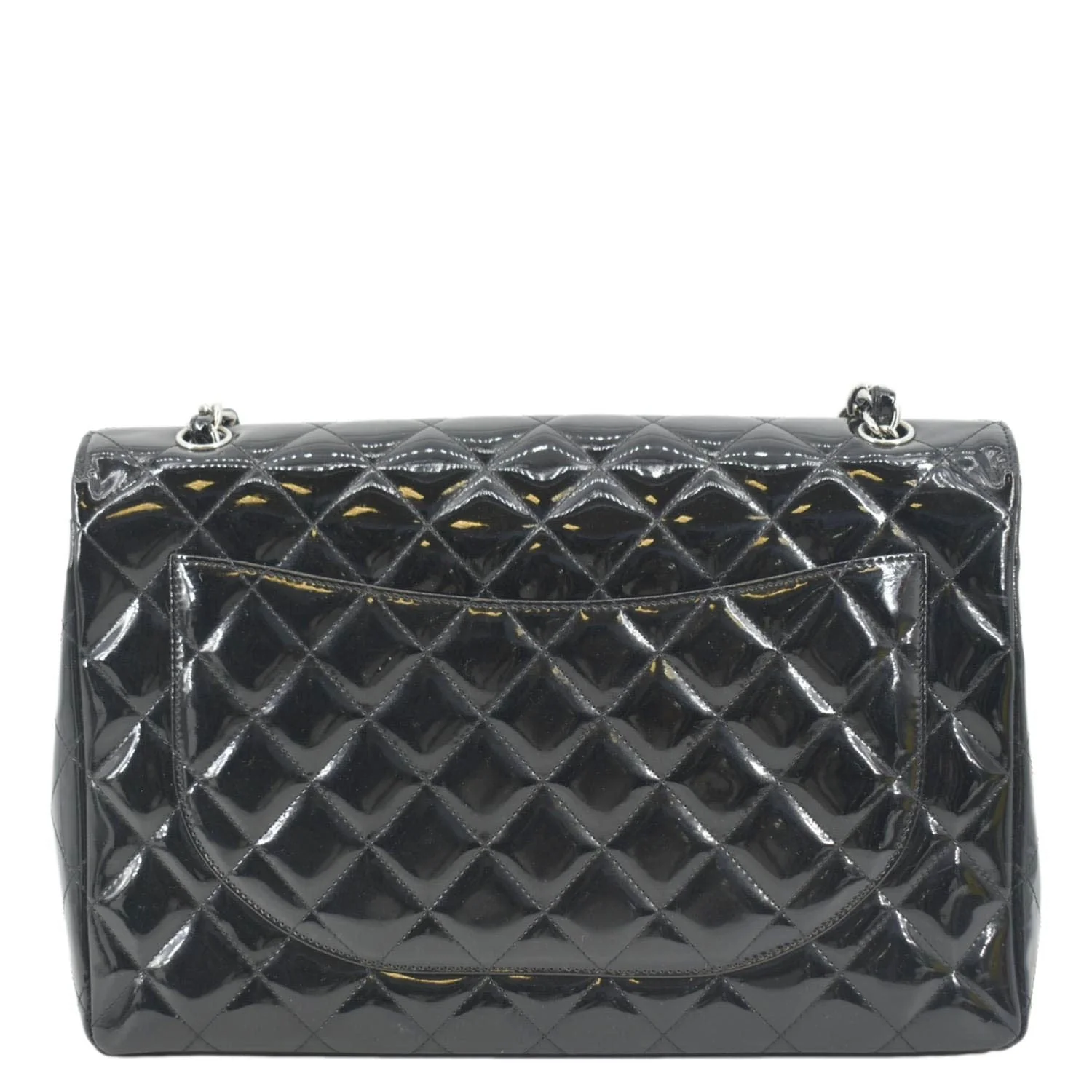 CHANEL Classic Maxi Single Flap Patent Leather Shoulder Bag Black - Image 3