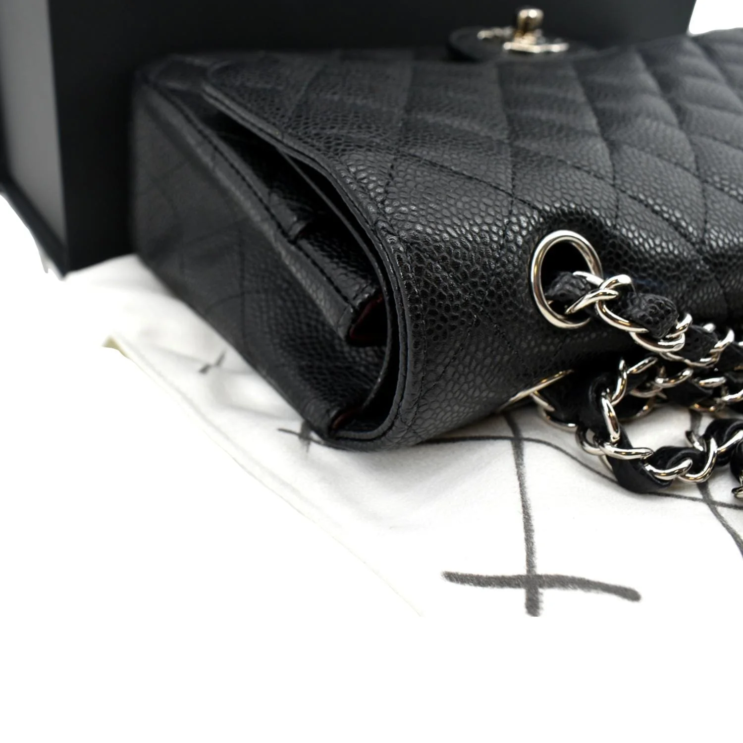 CHANEL Classic Double Flap Medium Leather Shoulder Bag Black - Image 10