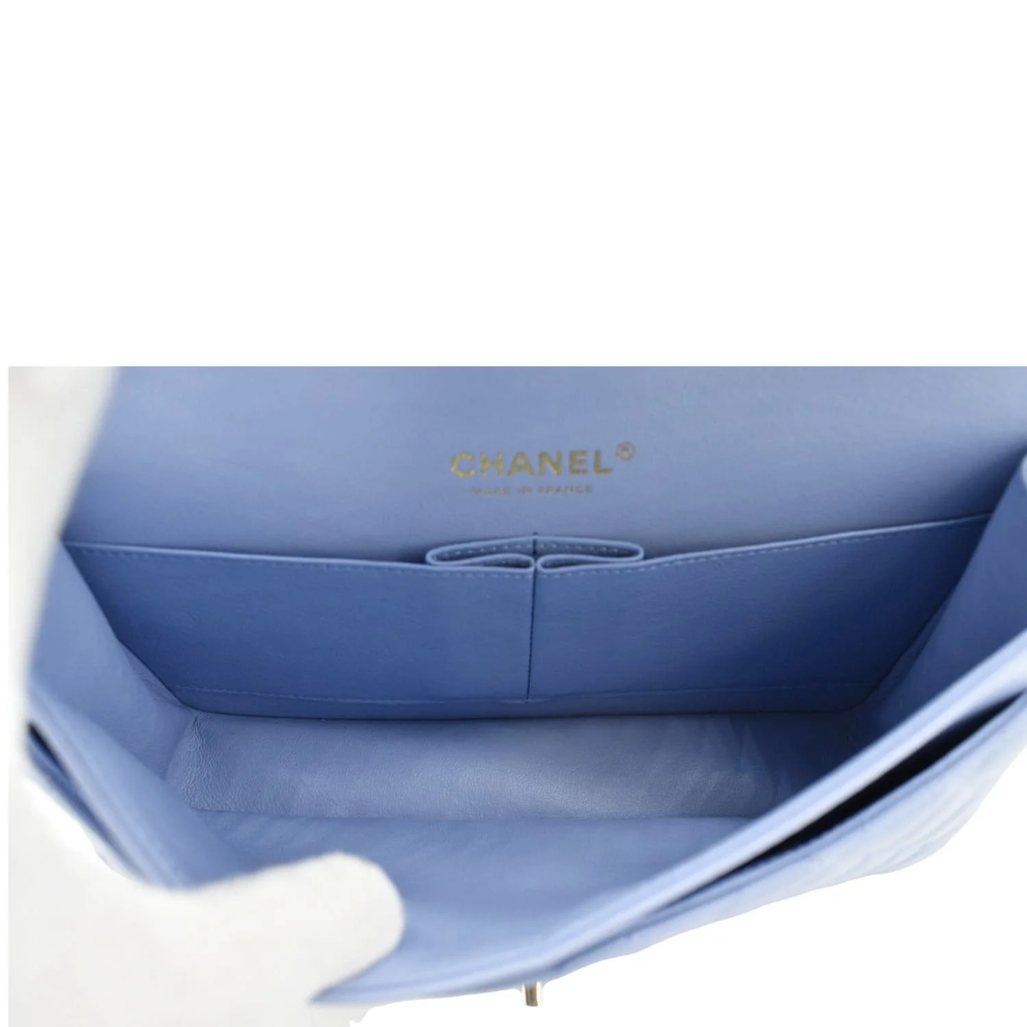 Chanel Classic Medium Double Flap Quilted Leather Shoulder Bag Light Blue - Image 10