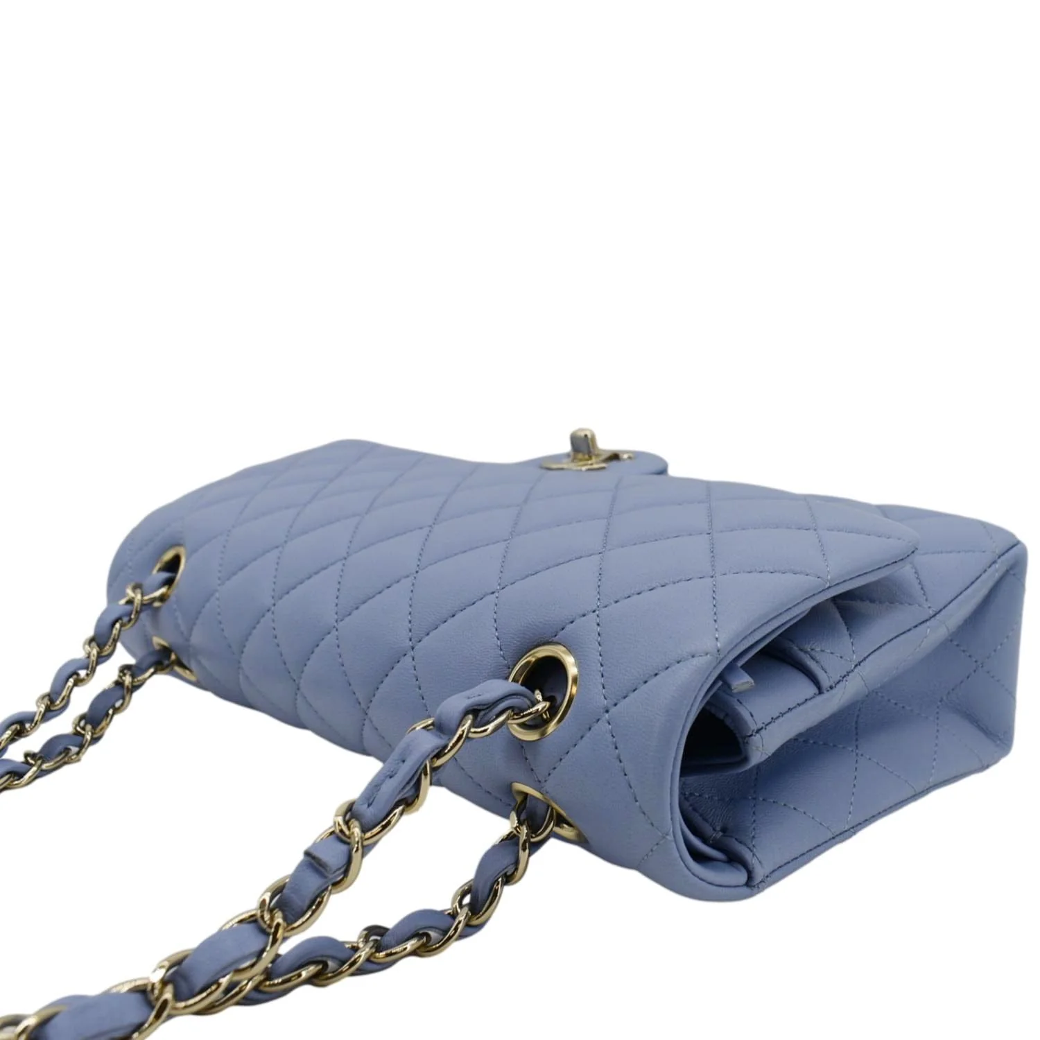 Chanel Classic Medium Double Flap Quilted Leather Shoulder Bag Light Blue - Image 5