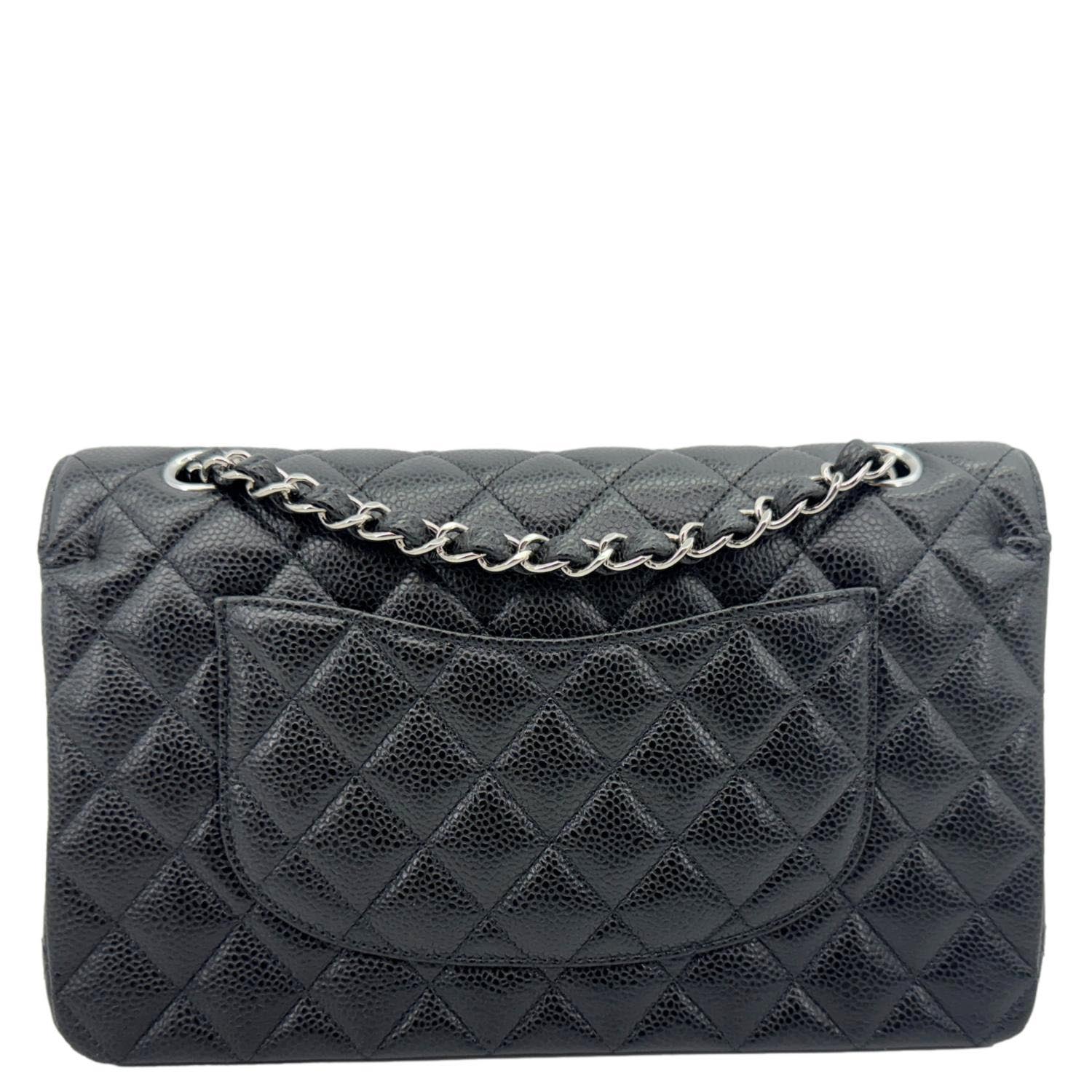 CHANEL Classic Double Flap Medium Quilted Caviar Leather Shoulder Bag Black - Image 5