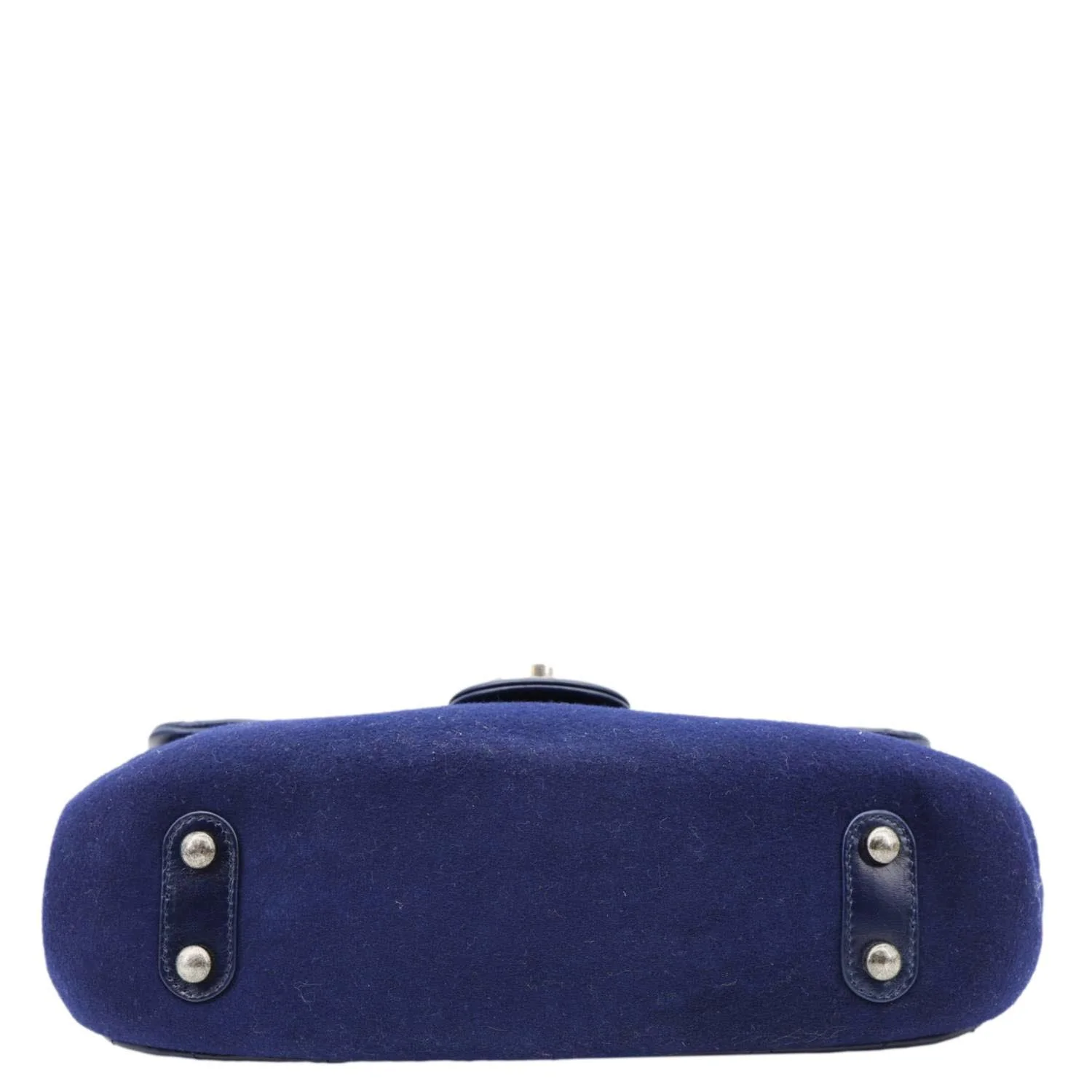 CHANEL Classic Single Flap Wool Leather Shoulder Bag Navy Blue - Image 11