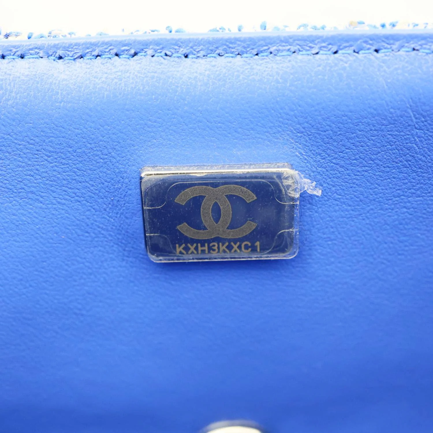 CHANEL Classic Rectangular Flap Mini Quilted Tweed Crossbody Bag Blue - Image 12