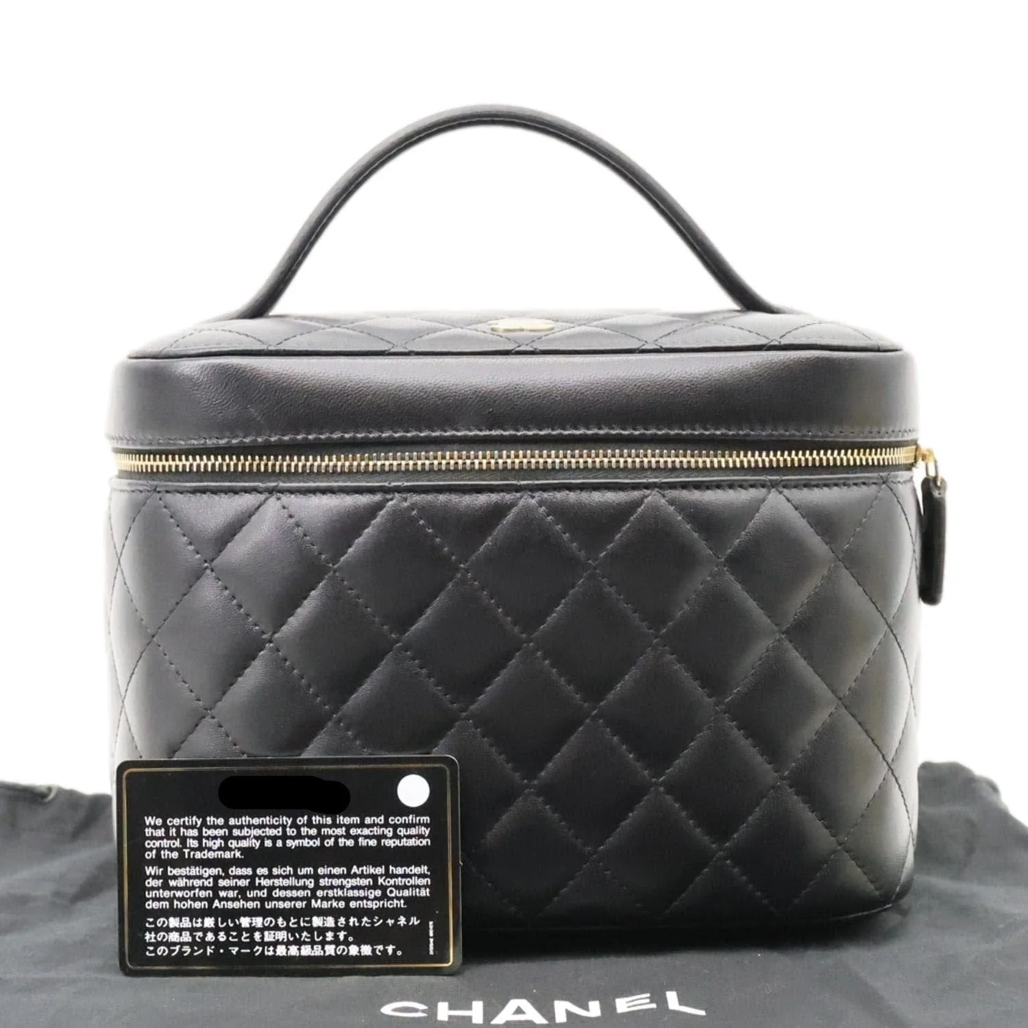 CHANEL Classic Medium Quilted Caviar Leather Chain Vanity Case Black - Image 3