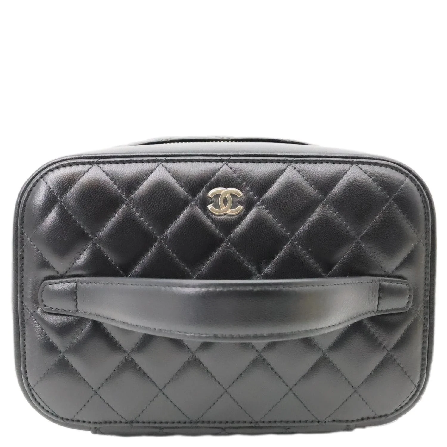 CHANEL Classic Medium Quilted Caviar Leather Chain Vanity Case Black - Image 4