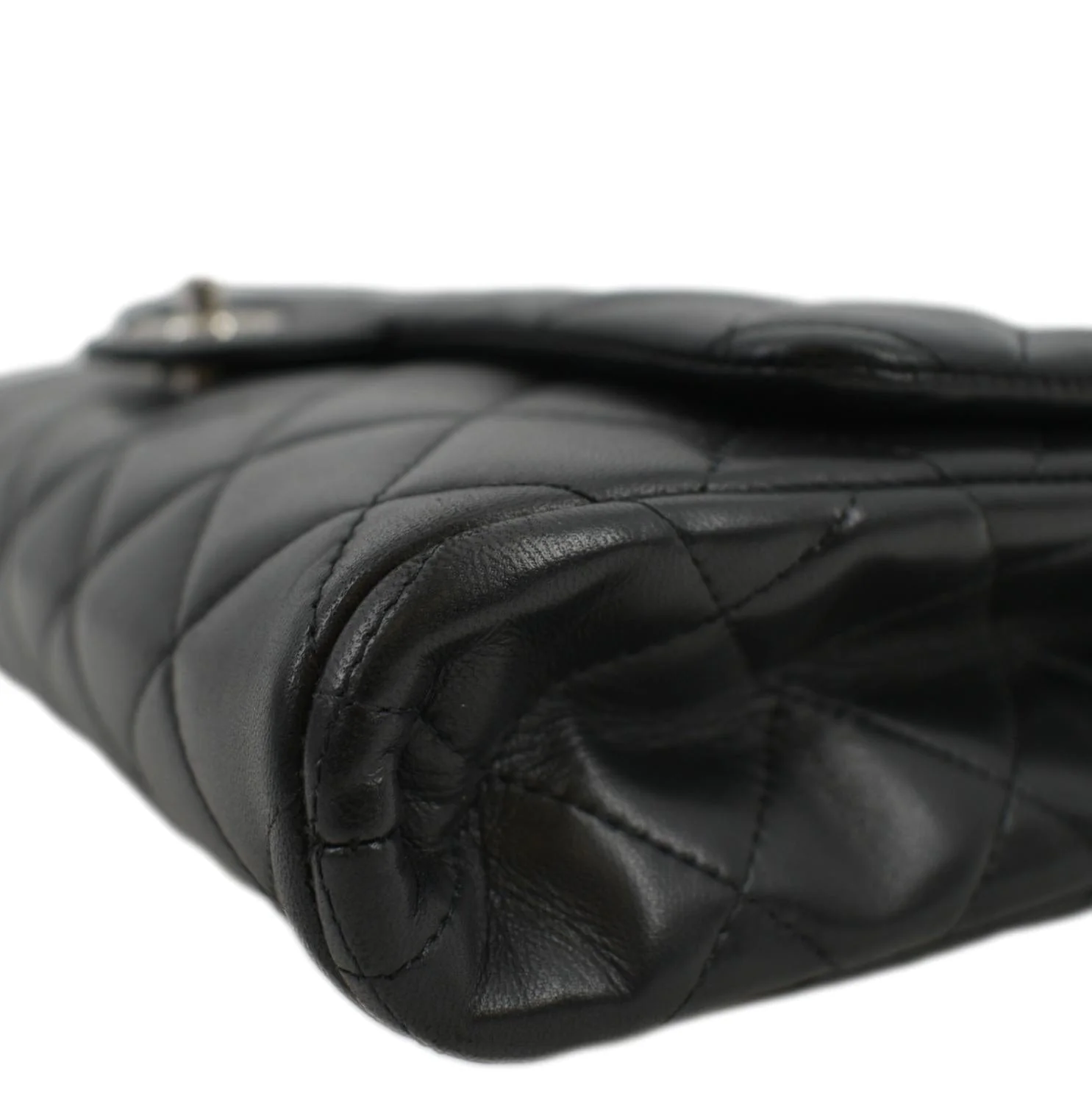 CHANEL Quilted Lambskin Leather Chain Clutch Bag Black - Image 9