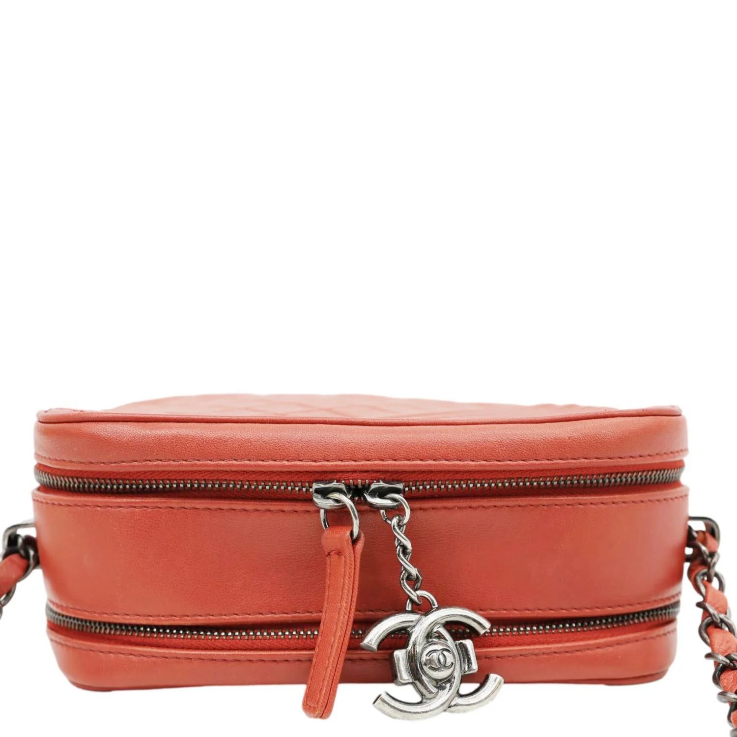 CHANEL Coco Boy Small Quilted Lambskin Camera Case Crossbody Bag Red - Image 7