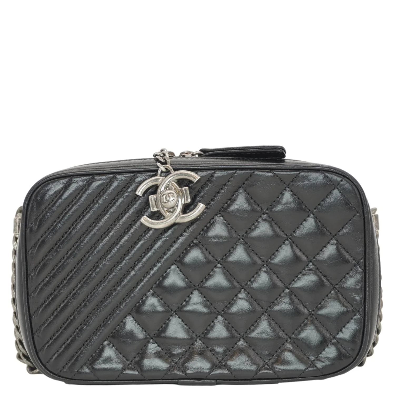 CHANEL Coco Boy Small Quilted Lambskin Camera Case Crossbody Bag Black - Image 3