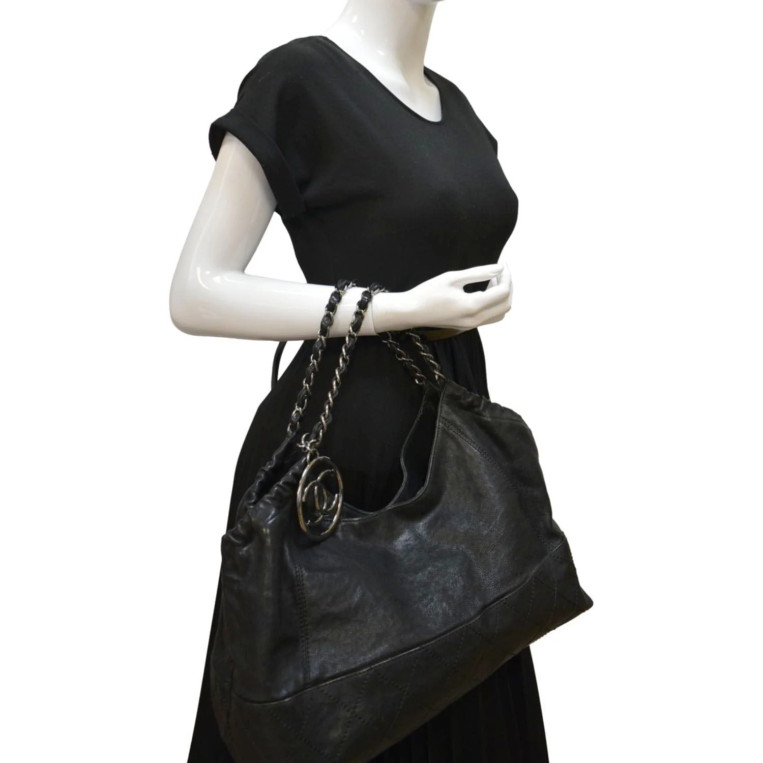 CHANEL Coco Cabas Leather Shoulder Tote Bag Black - Image 2
