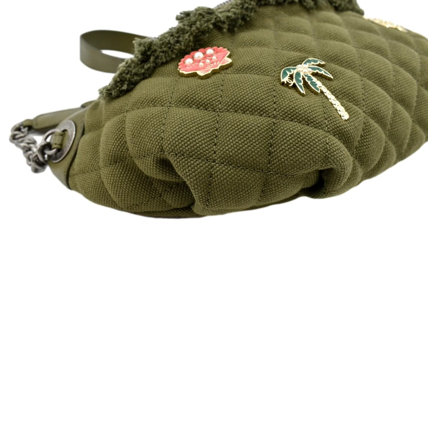 CHANEL Coco Cuba Charms Canvas Lambskin Leather Waist Bag Khaki - Image 10