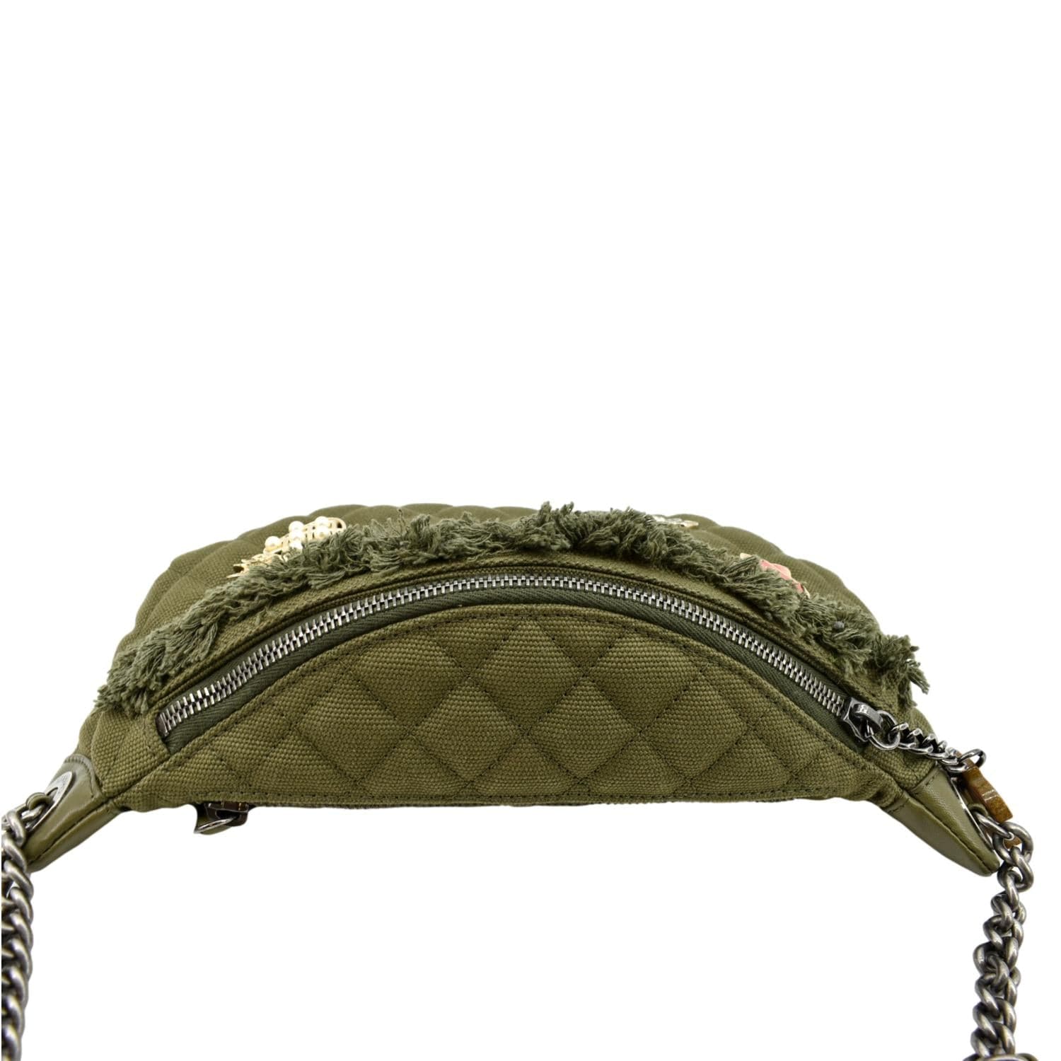 CHANEL Coco Cuba Charms Canvas Lambskin Leather Waist Bag Khaki - Image 5