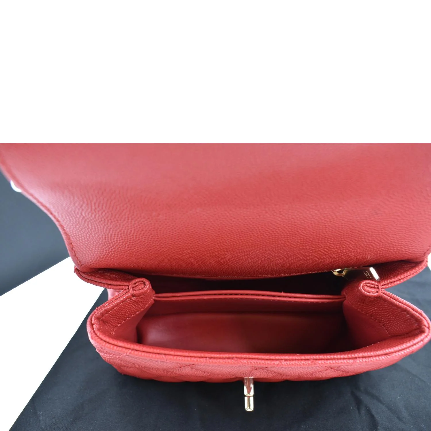 CHANEL Coco Extra Mini Top Handle Caviar Leather Shoulder Bag Red - Hot Deals - Image 10