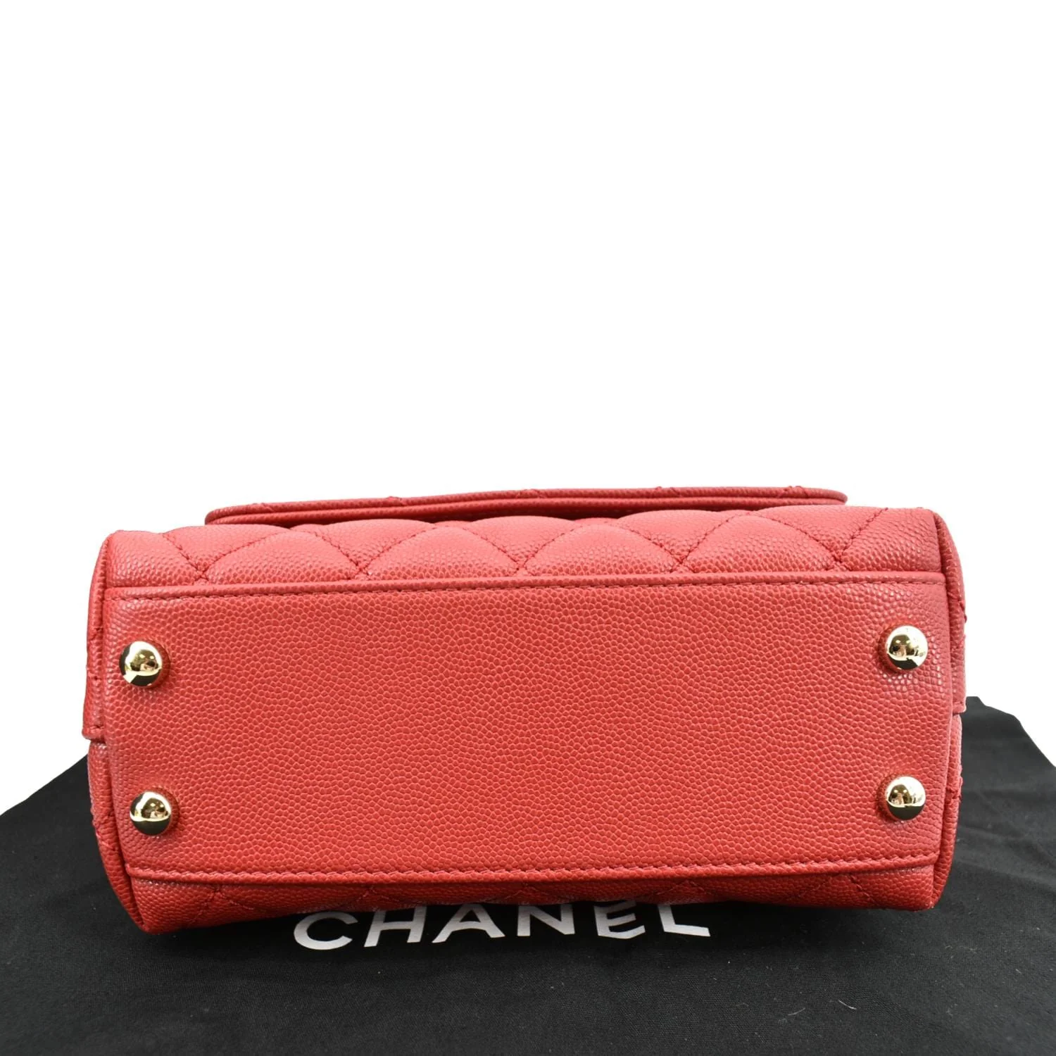 CHANEL Coco Extra Mini Top Handle Caviar Leather Shoulder Bag Red - Hot Deals - Image 7