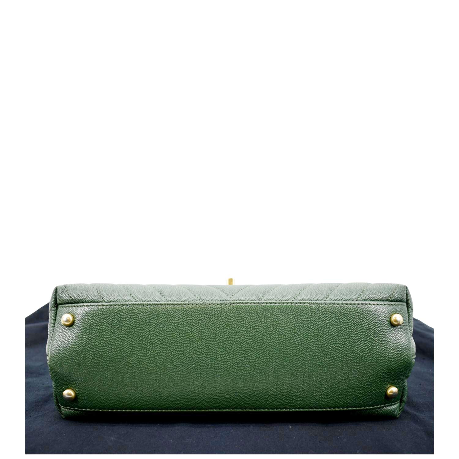 CHANEL CC Caviar Leather Top Handle Flap Shoulder Bag Green - Image 13
