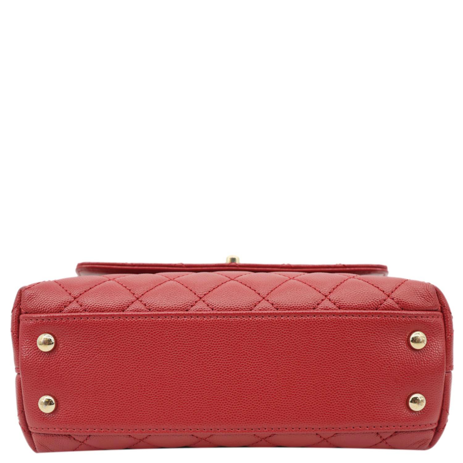 CHANEL Coco Handle Flap Mini Quilted Caviar Leather Shoulder Bag Red - Image 10