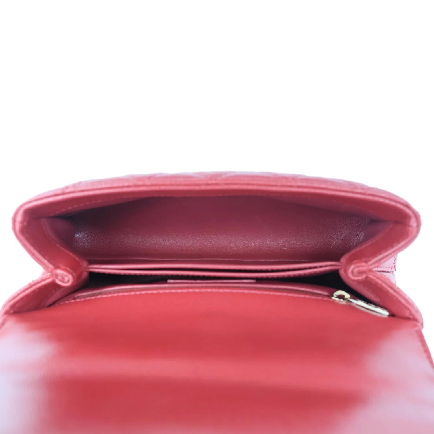 CHANEL Coco Handle Flap Mini Quilted Caviar Leather Shoulder Bag Red - Image 12