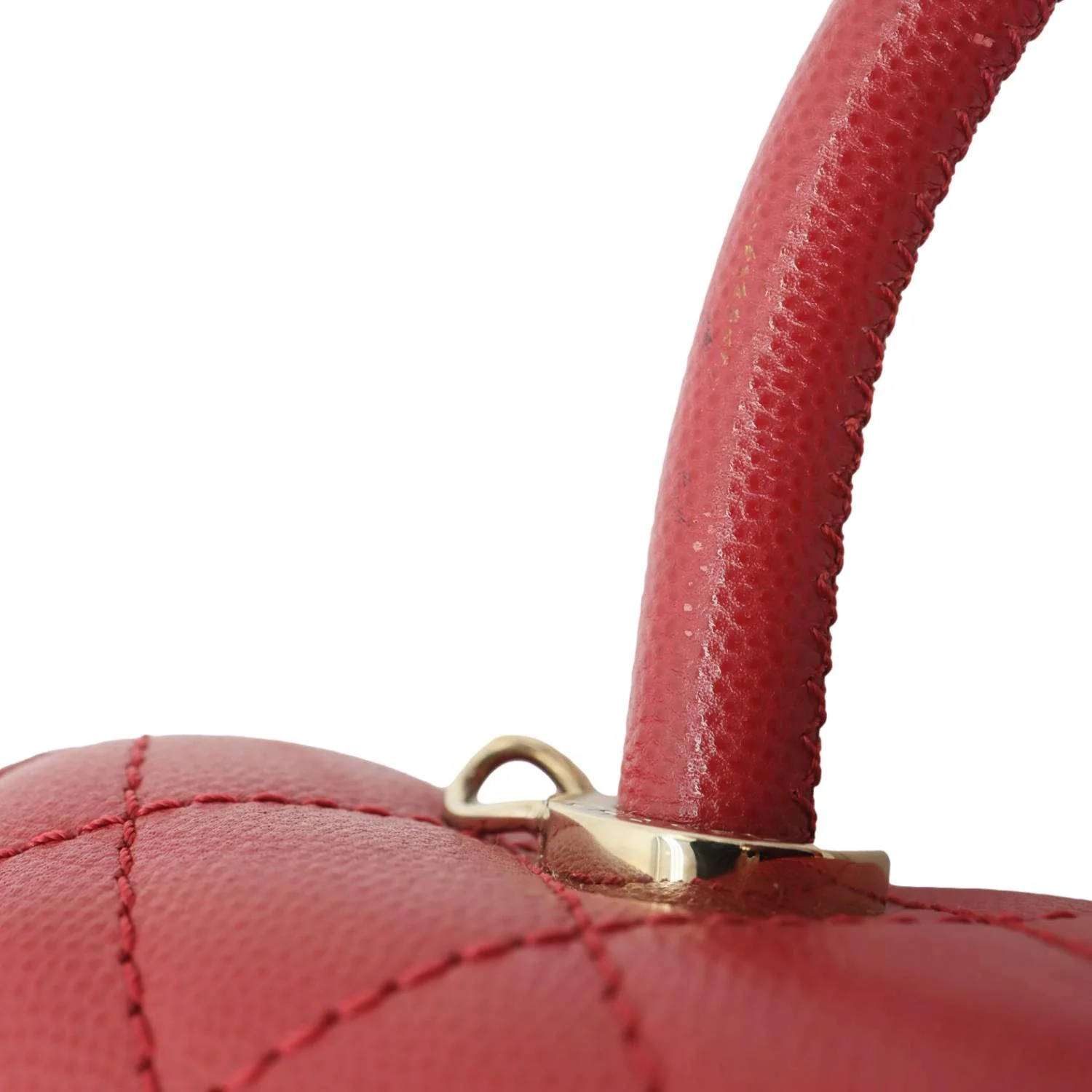CHANEL Coco Handle Flap Mini Quilted Caviar Leather Shoulder Bag Red - Image 13